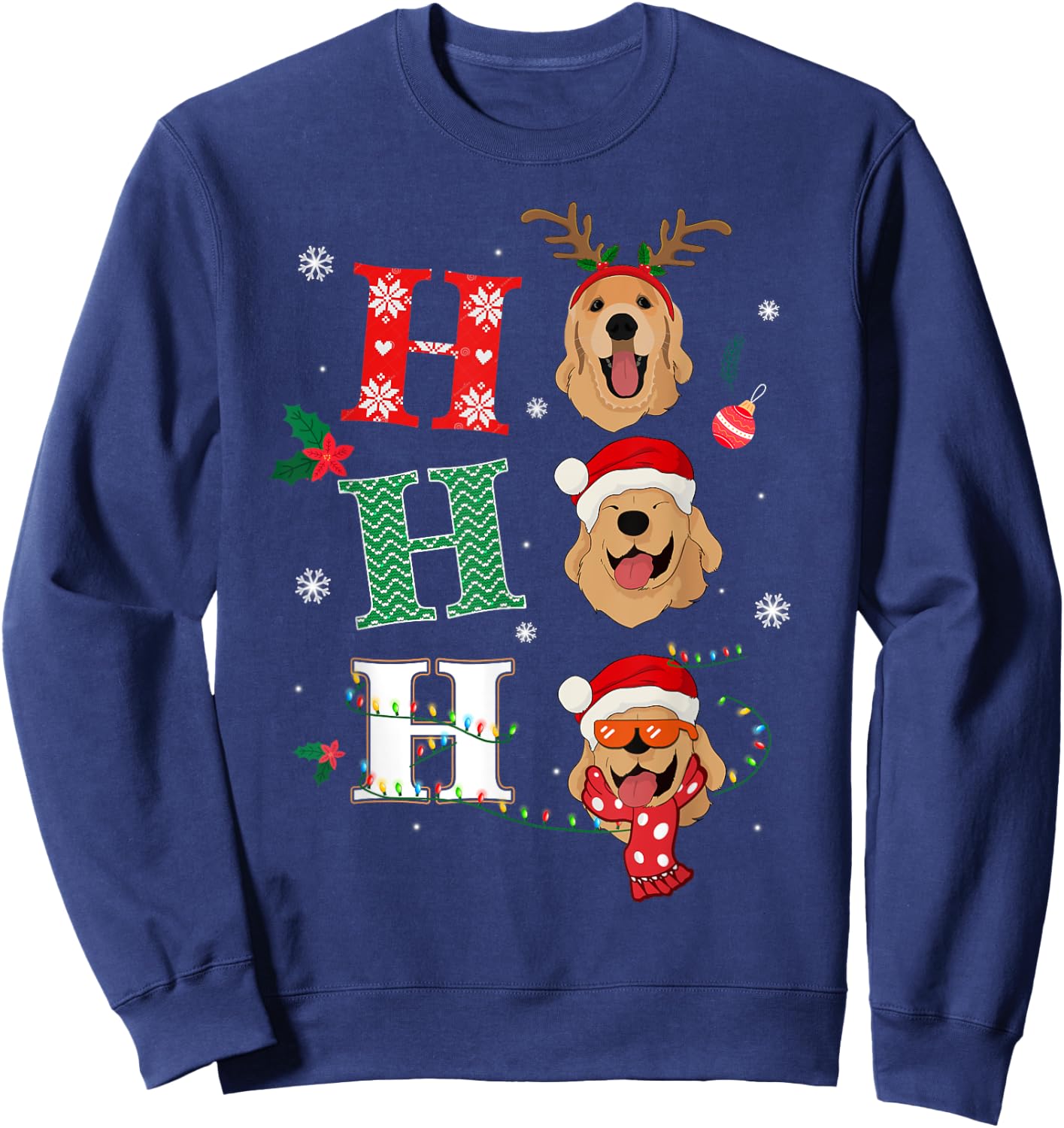 Ho Ho Ho Retrievers Golden Xmas Outfit Christmas Costume Sweatshirt - Sweatshirt | Navy