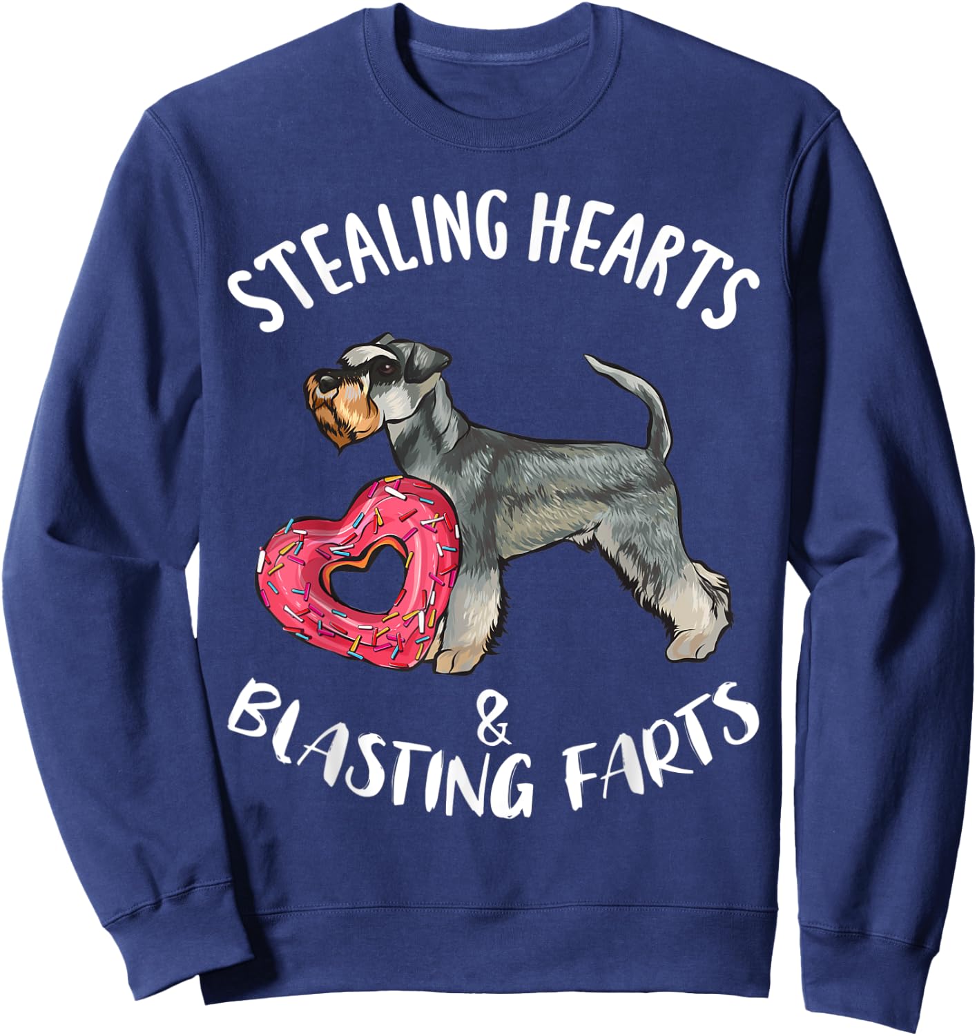Stealing Hearts Blasting Farts Miniature Schnauzer Dog Men Women Kids Sweatshirt - Sweatshirt | Navy