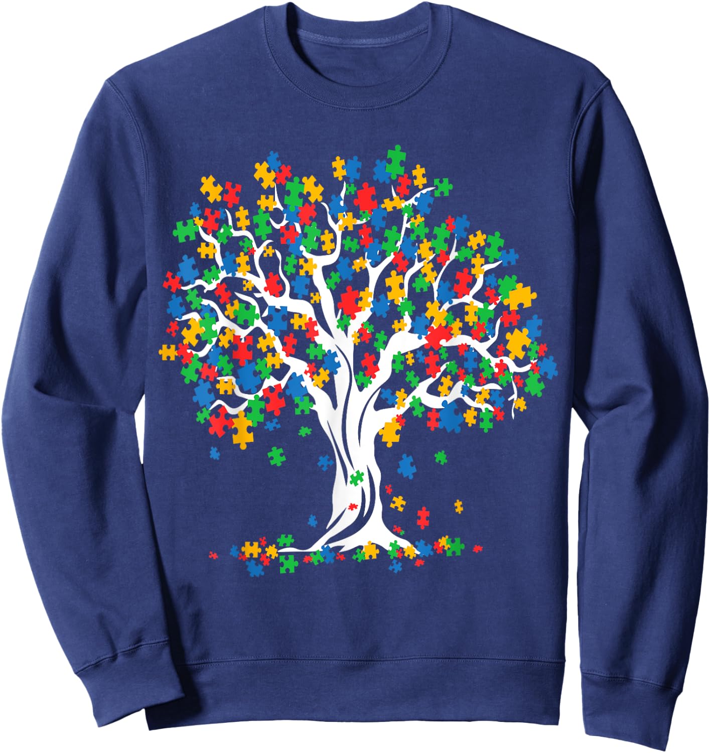 Tree Of Life Autism Awareness Month Funny ASD Supporter Gift Sweatshirt - Sweatshirt | Navy