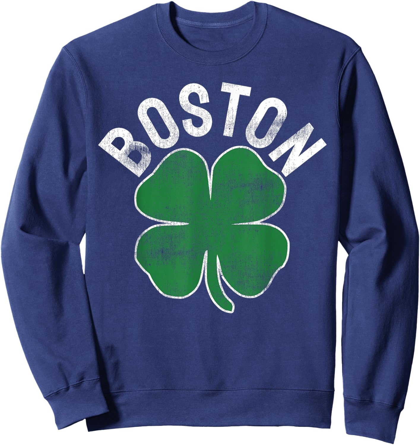 Shamrock Massachusetts Boston ST Patricks Day Irish Green Sweatshirt - Sweatshirt | Navy