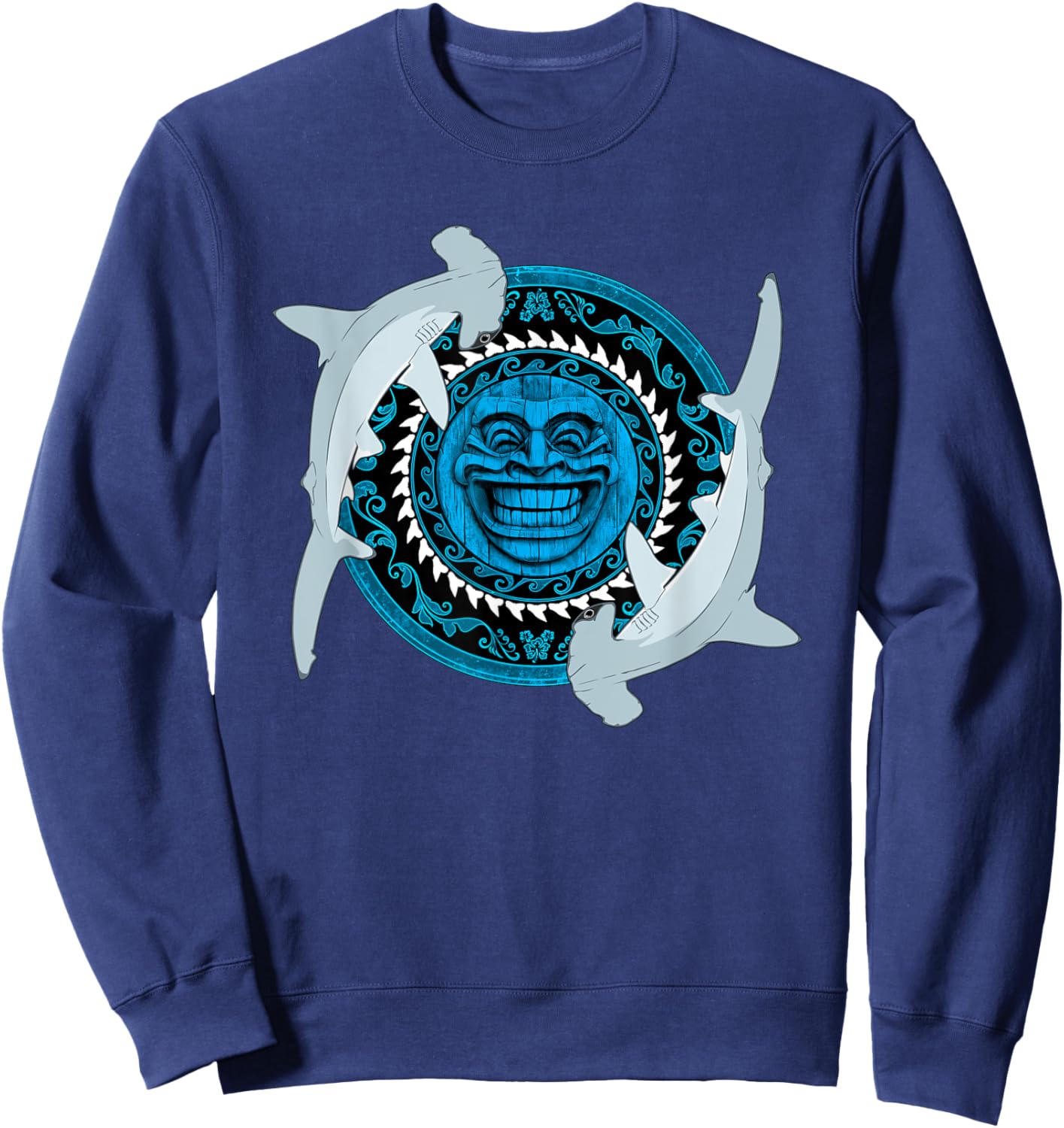 Hammerhead shark Tiki Totem Sweatshirt - Sweatshirt | Navy