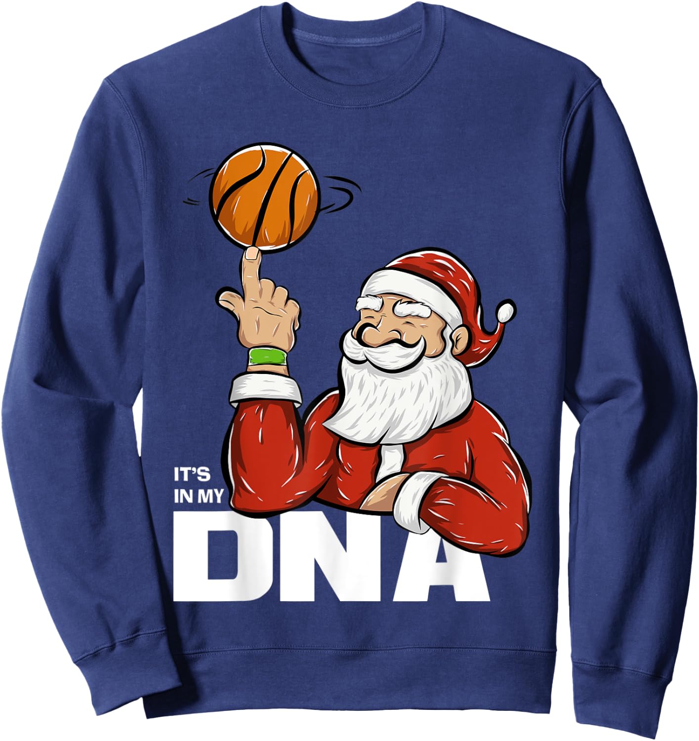 It's In My DNA | Santa Playing Basketball Sweatshirt - Sweatshirt | Navy