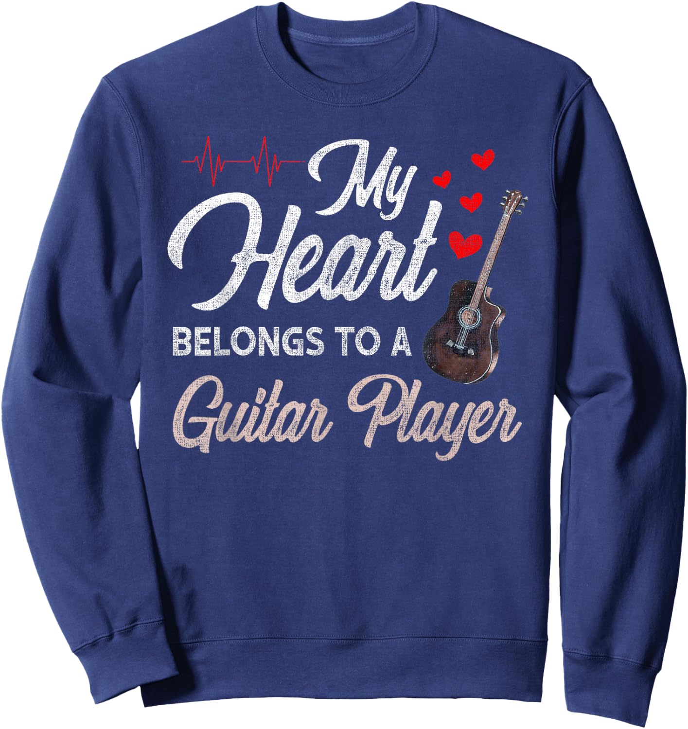I Love My Guitar Player Husband Wife Gifts Valentines Sweatshirt - Sweatshirt | Navy