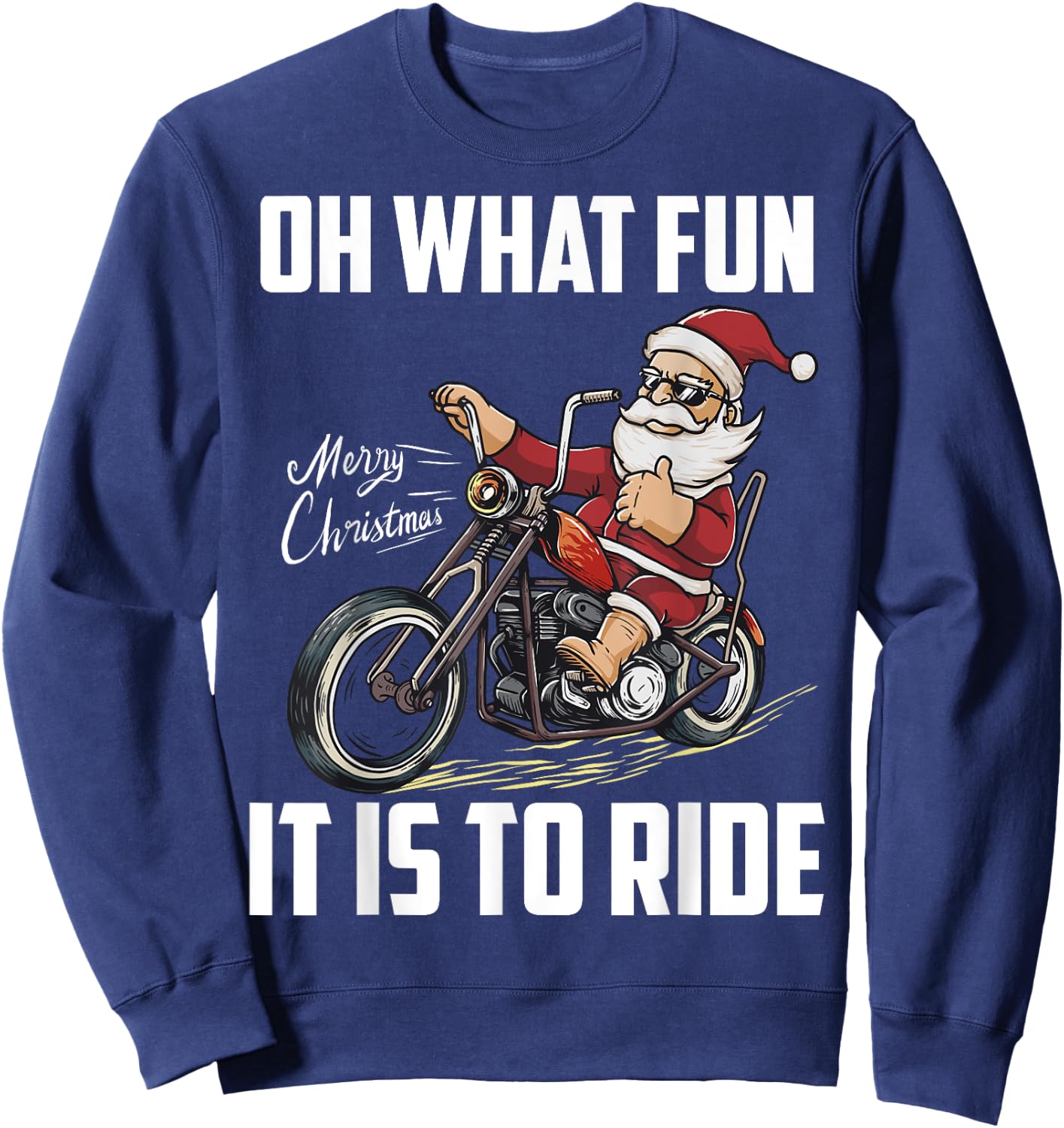 Santa Claus Driving Motorcycle Biker Christmas Motorcyclist Sweatshirt - Sweatshirt | Navy
