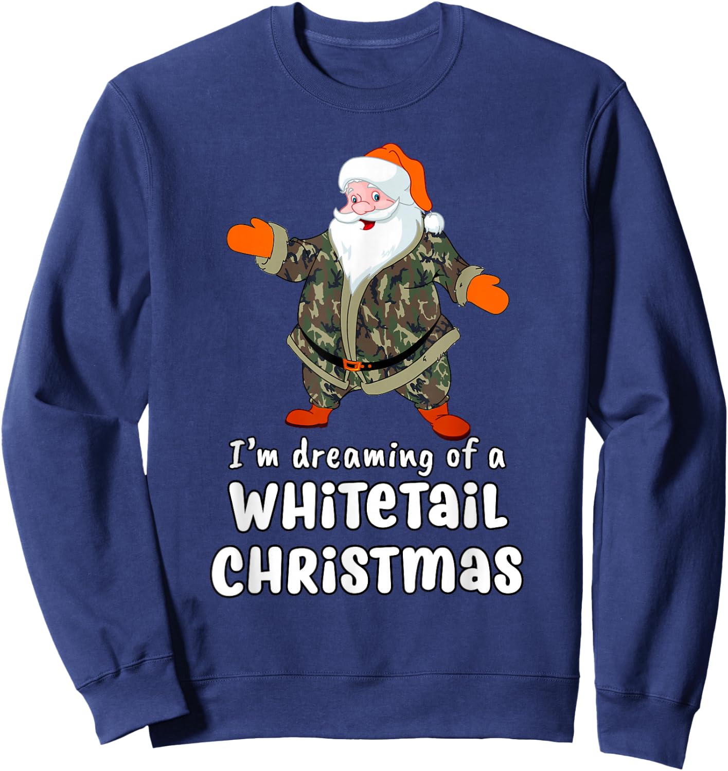 Deer Hunting Whitetail Christmas Camo Santa Sweatshirt - Sweatshirt | Navy