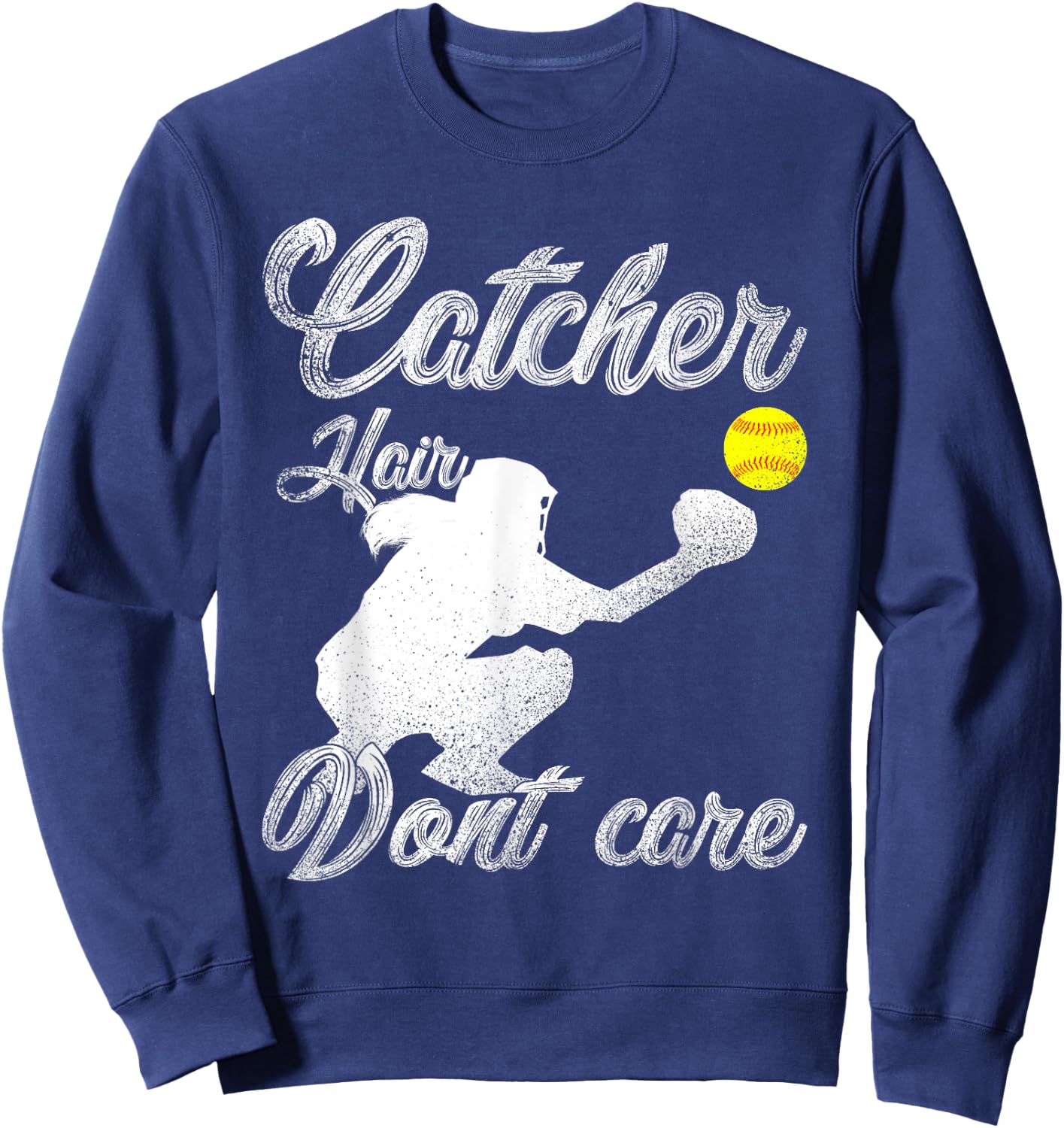 Girls Softball Catcher Funny Softball Girl Softball Sweatshirt - Sweatshirt | Navy