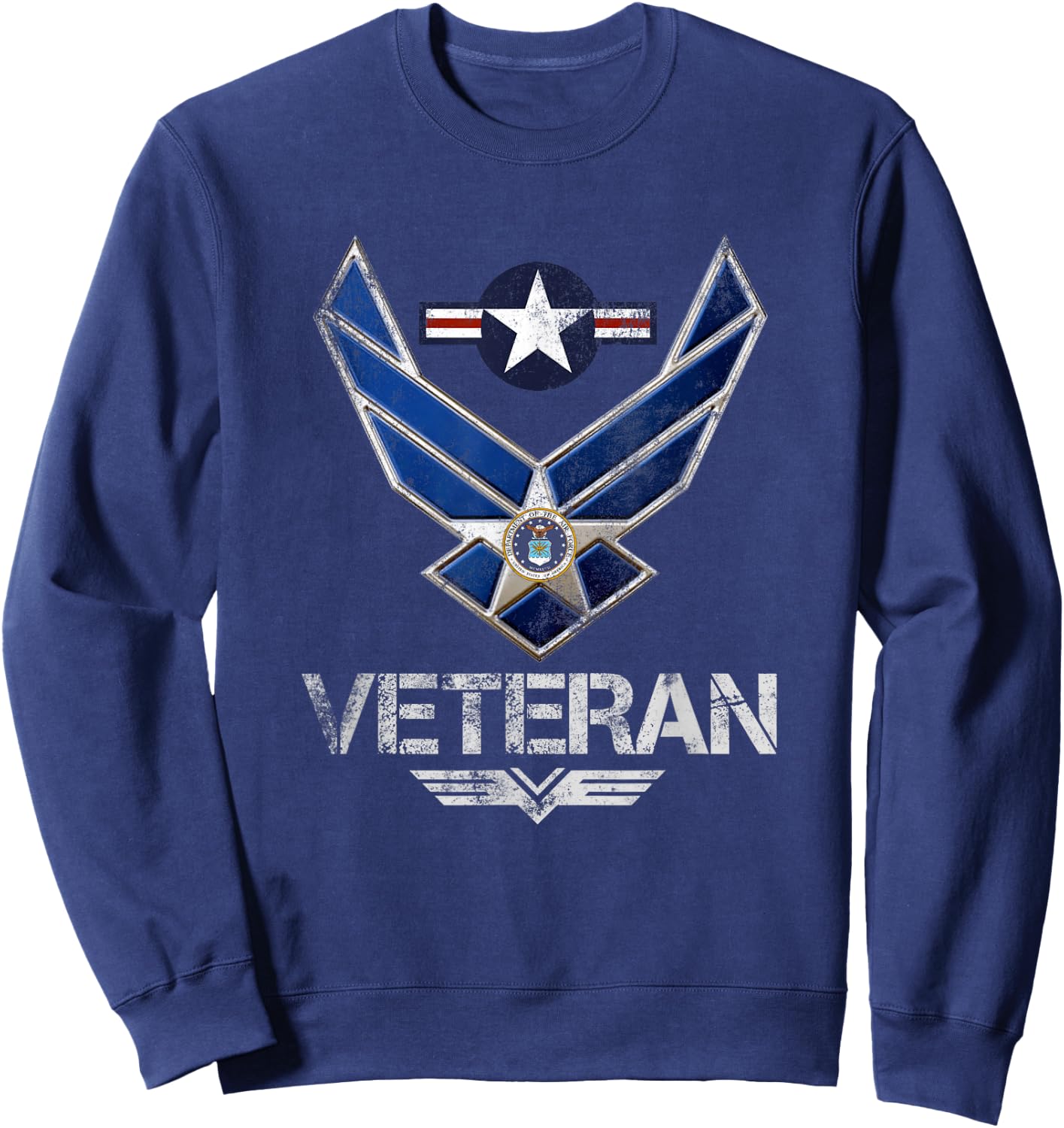 U.S Air Force Veteran USAF Flag Vintage Veterans Day Gift Sweatshirt - Sweatshirt | Navy