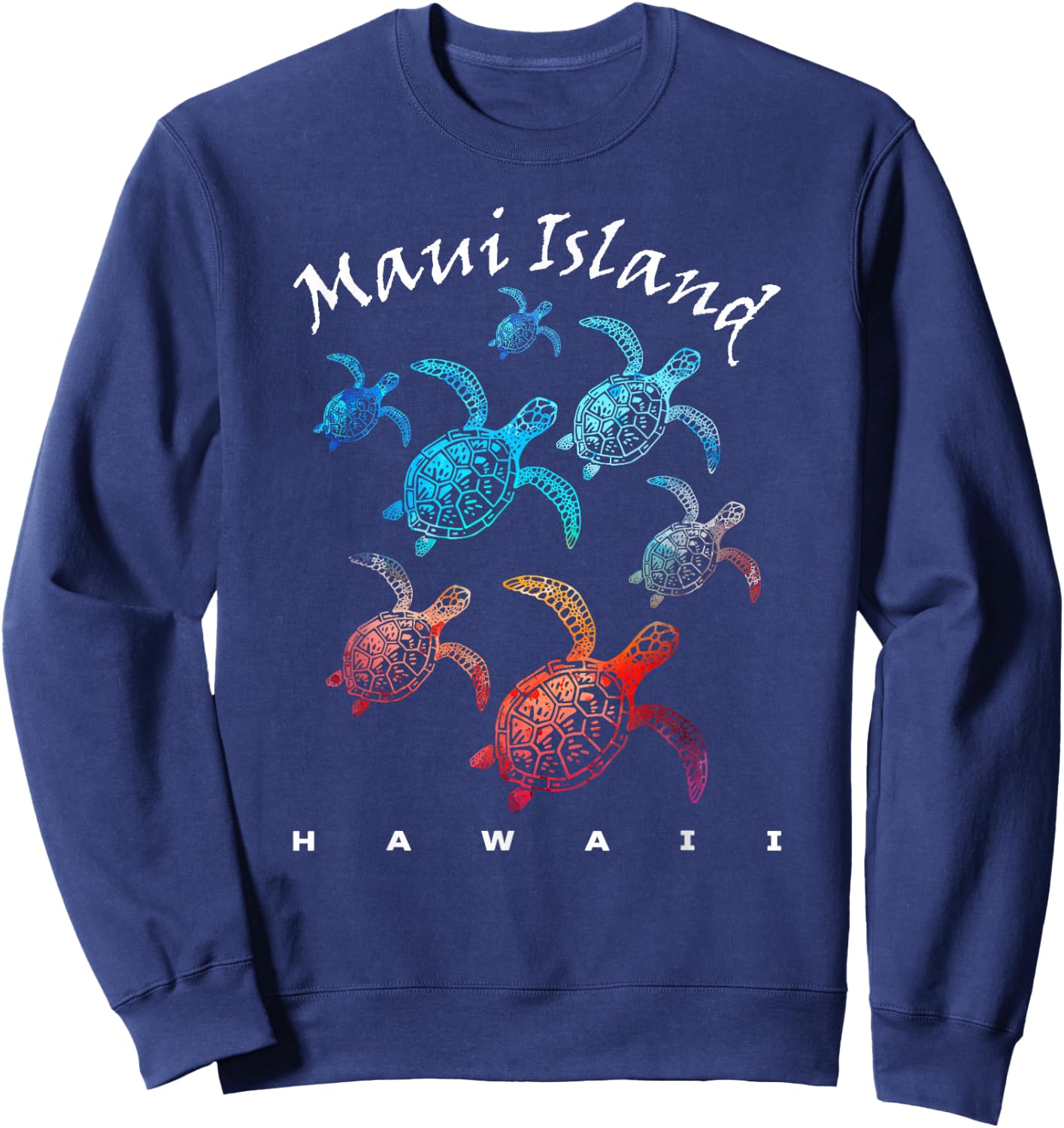 MAUI ISLAND HAWAII Beach Vacation Trip Vintage Sea Turtles Sweatshirt - Sweatshirt | Navy