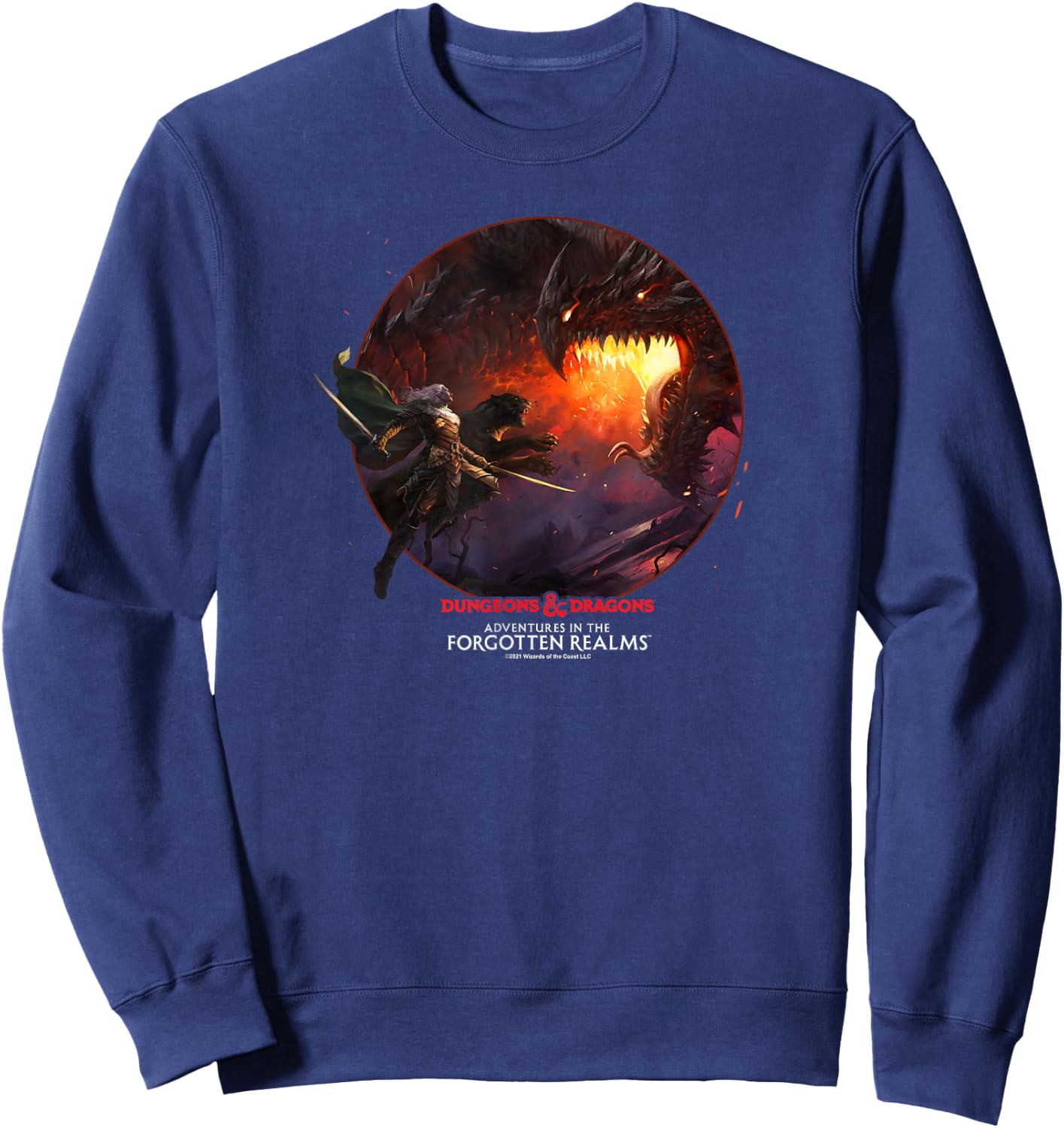 Magic: The Gathering D&D Drizzt Do'Urden Dragon Fight Sweatshirt - Sweatshirt | Navy