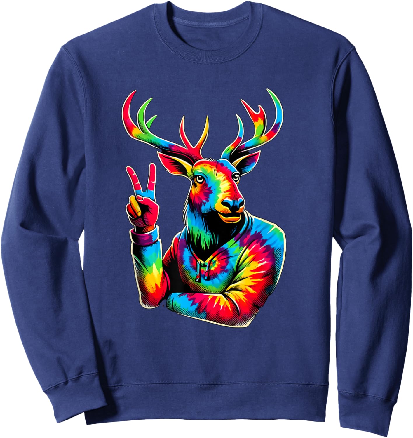 Peace Sign Tie Dye Elk Sweatshirt - Sweatshirt | Navy
