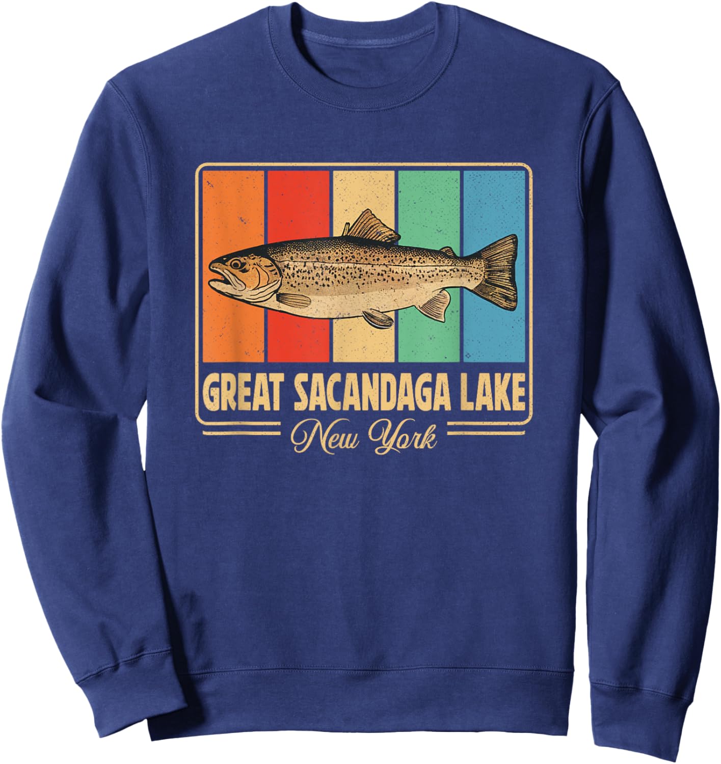 Great Sacandaga Lake New York Outdoors Vintage Sweatshirt - Sweatshirt | Navy