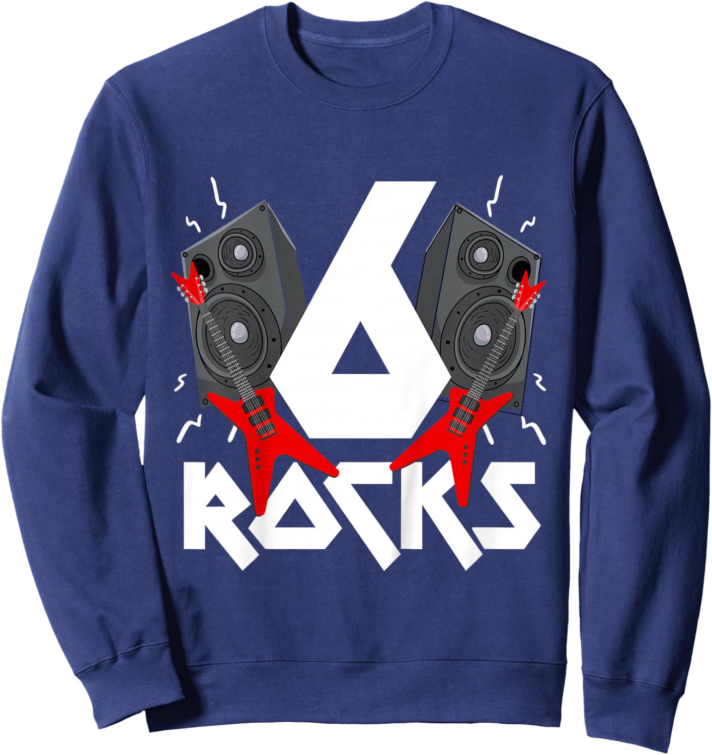 6 Rocks Birthday Party 6 Year Old Rock N Roll Star 6th Gift Sweatshirt - Sweatshirt | Navy