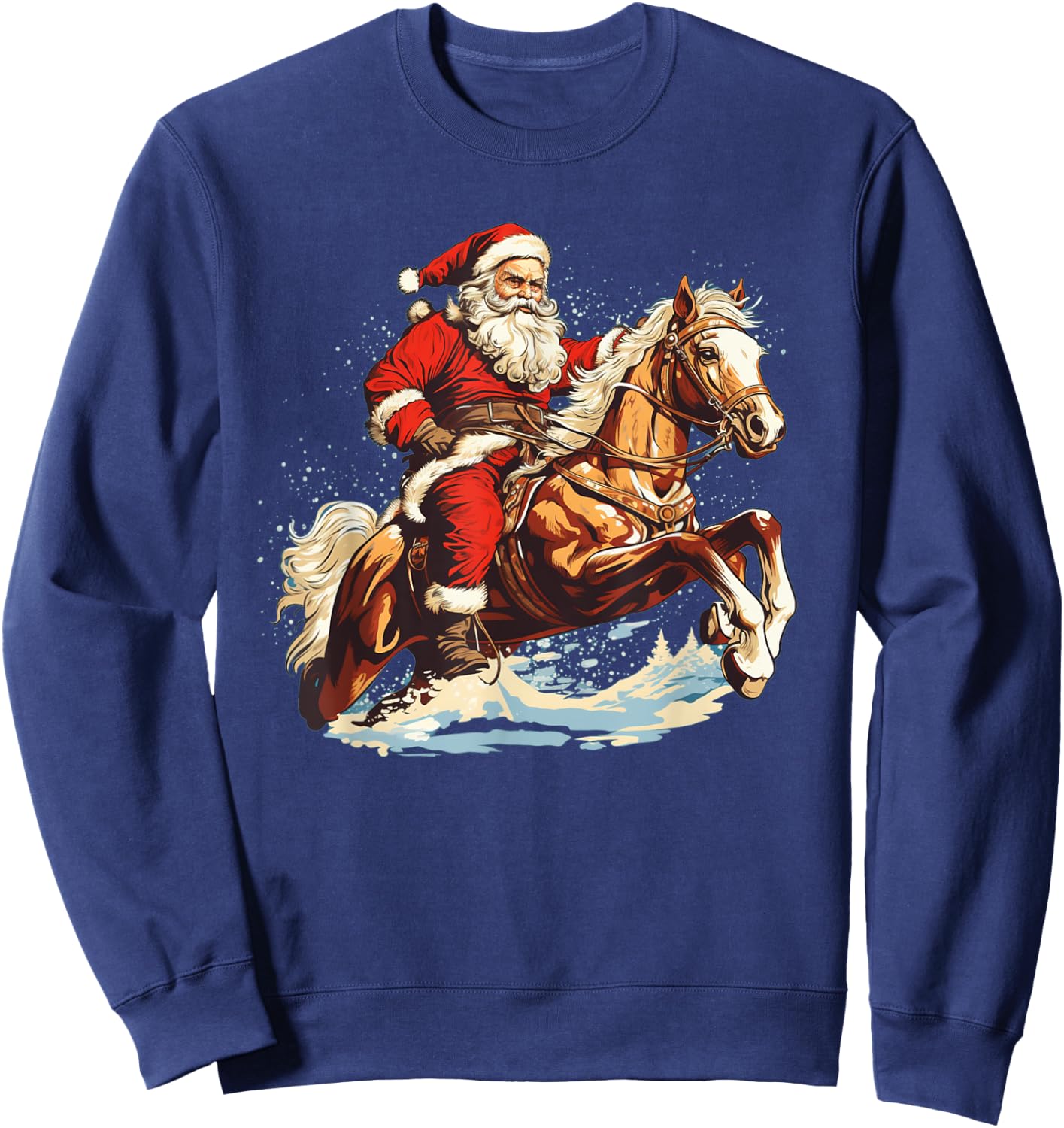 Funny Riding Santa on Horse for Christmas Eve Sweatshirt - Sweatshirt | Navy
