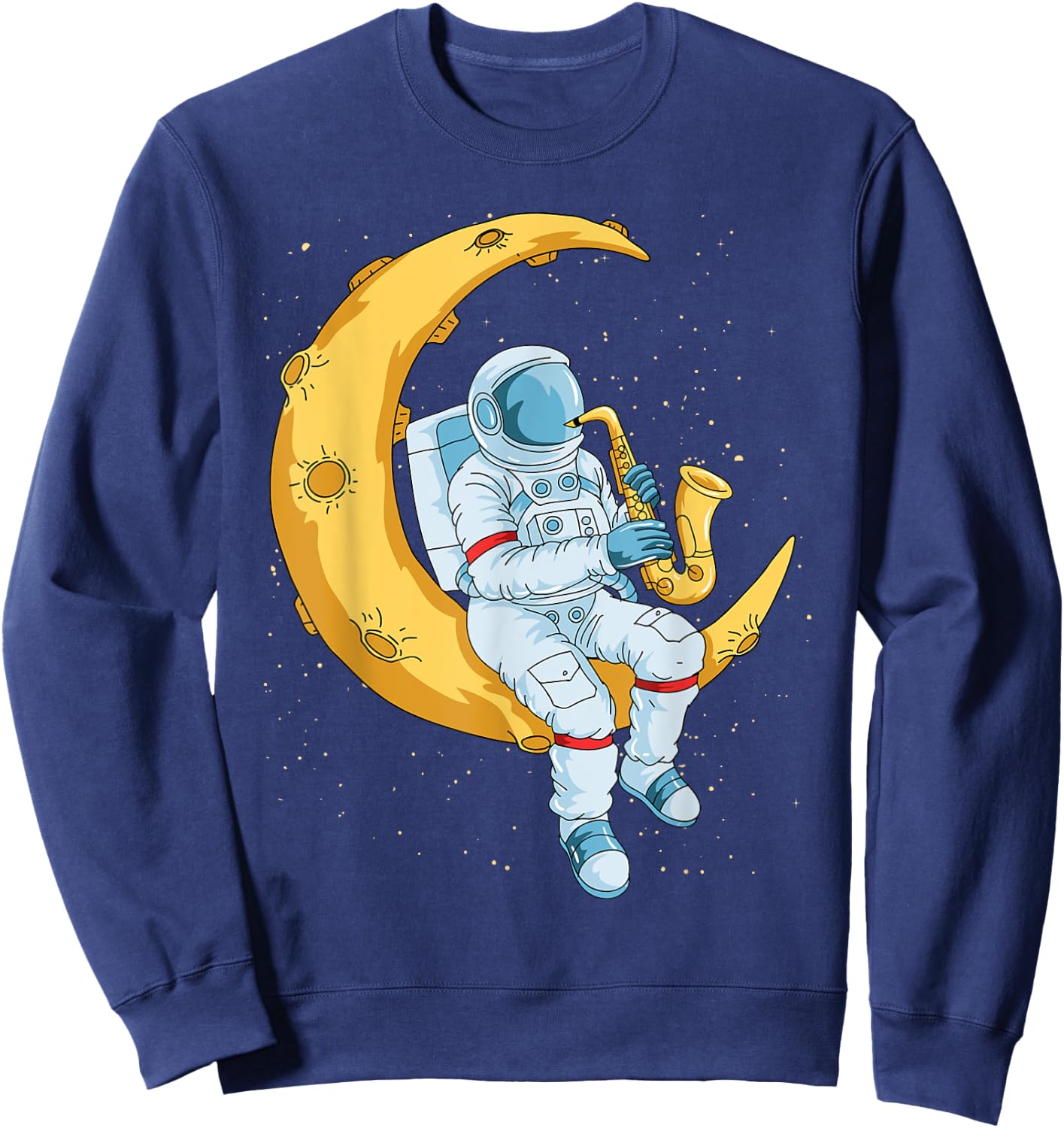 Saxophone Player Astronaut Saxophonist Moon Jazz Musician Sweatshirt - Sweatshirt | Navy