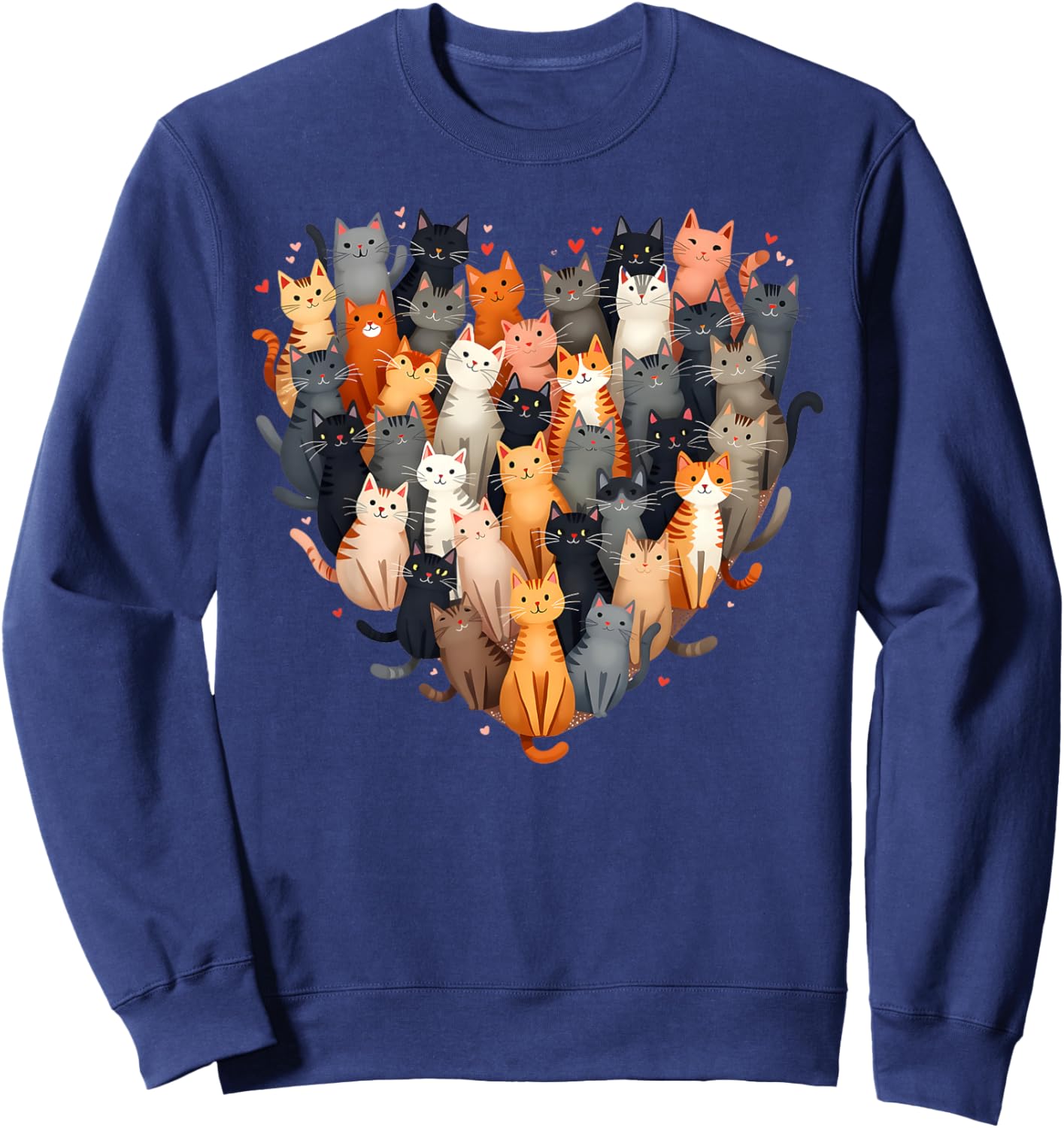 Cat Heart Shape Cats Feline Affection Sweatshirt - Sweatshirt | Navy