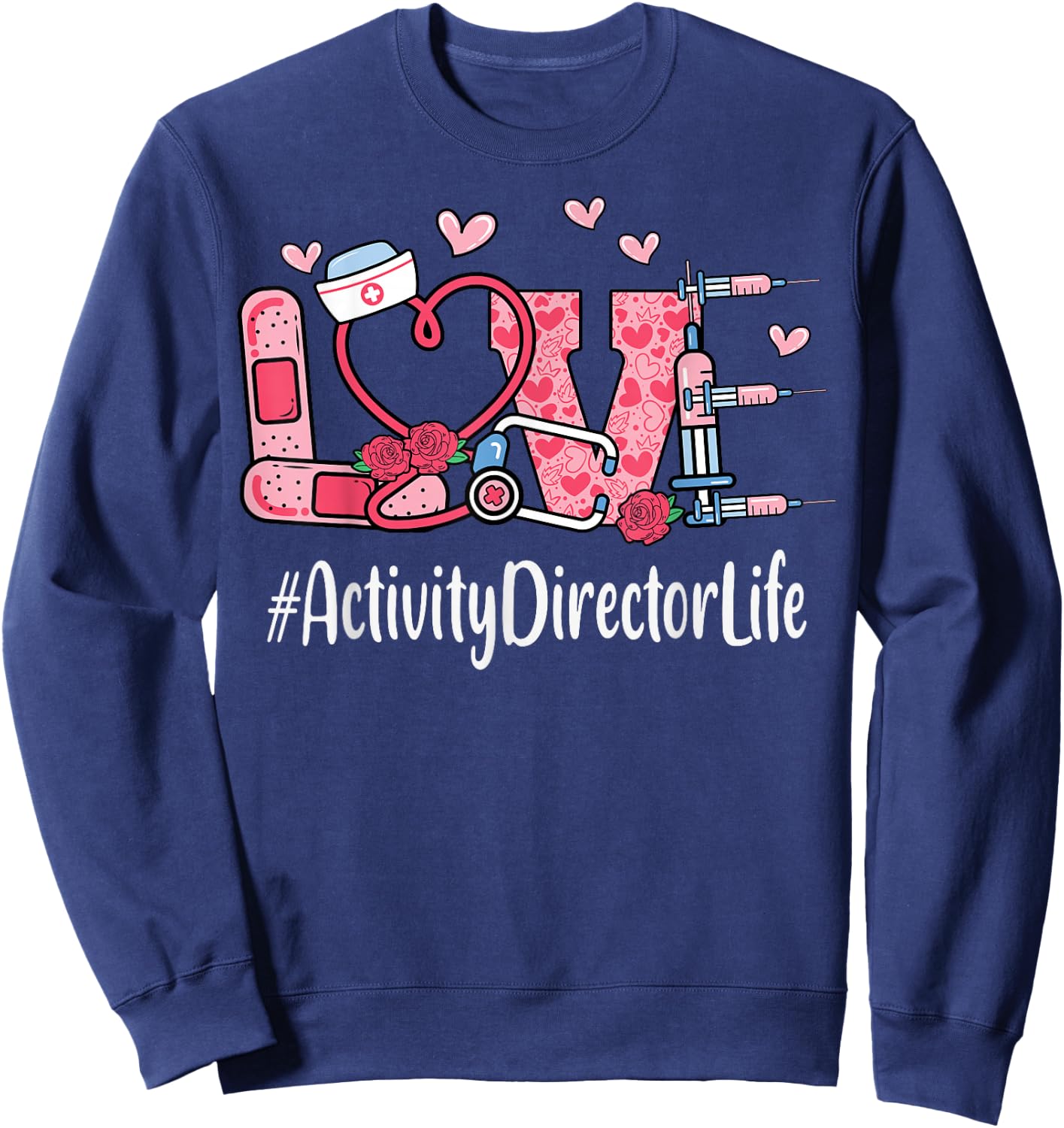 Activity Director Love Valentines Day Cute Women Heart Sweatshirt - Sweatshirt | Navy