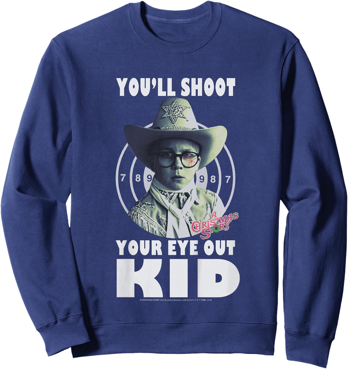 Kids A Christmas Story Ralphie You'll Shoot Your Eye Out Kid Sweatshirt - Sweatshirt | Navy