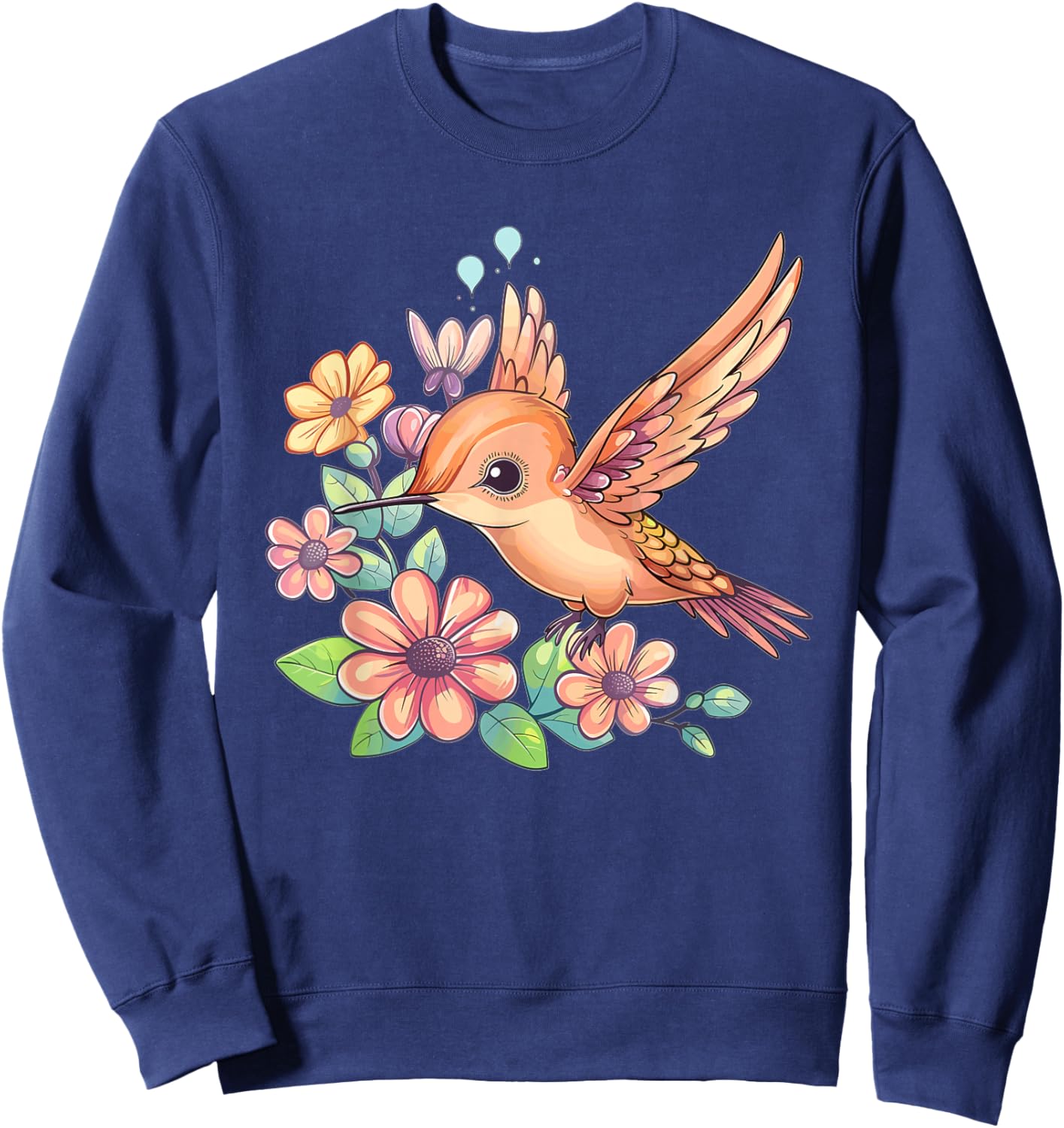 Cute Flower Hummingbird Sweatshirt - Sweatshirt | Navy