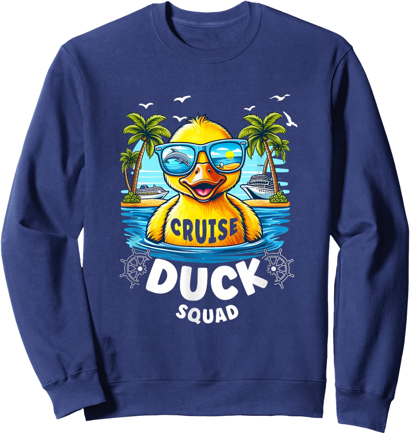 Funny Duck Cruise Rubber Duck Squad Vaction Cruise Ship Sweatshirt - Sweatshirt | Navy