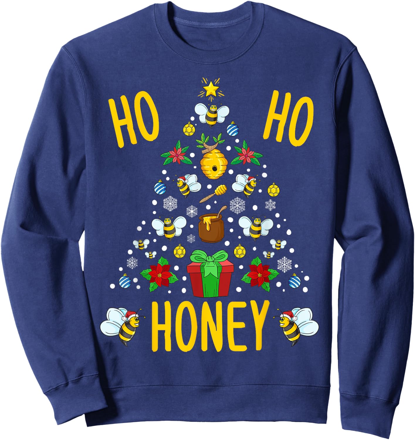 Ho Ho Honey Bees Beekeeping Christmas Beekeeper Gift Sweatshirt - Sweatshirt | Navy