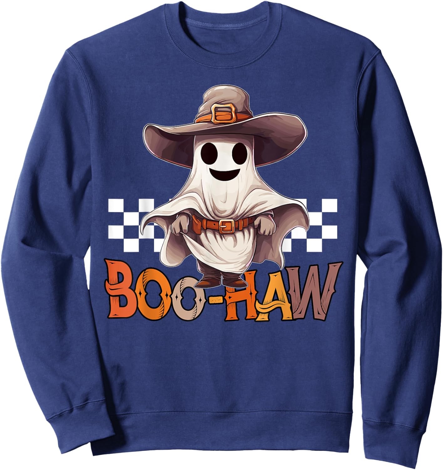 BOO-HAW Cowboy Ghost Country Western Halloween Men Women Sweatshirt - Sweatshirt | Navy