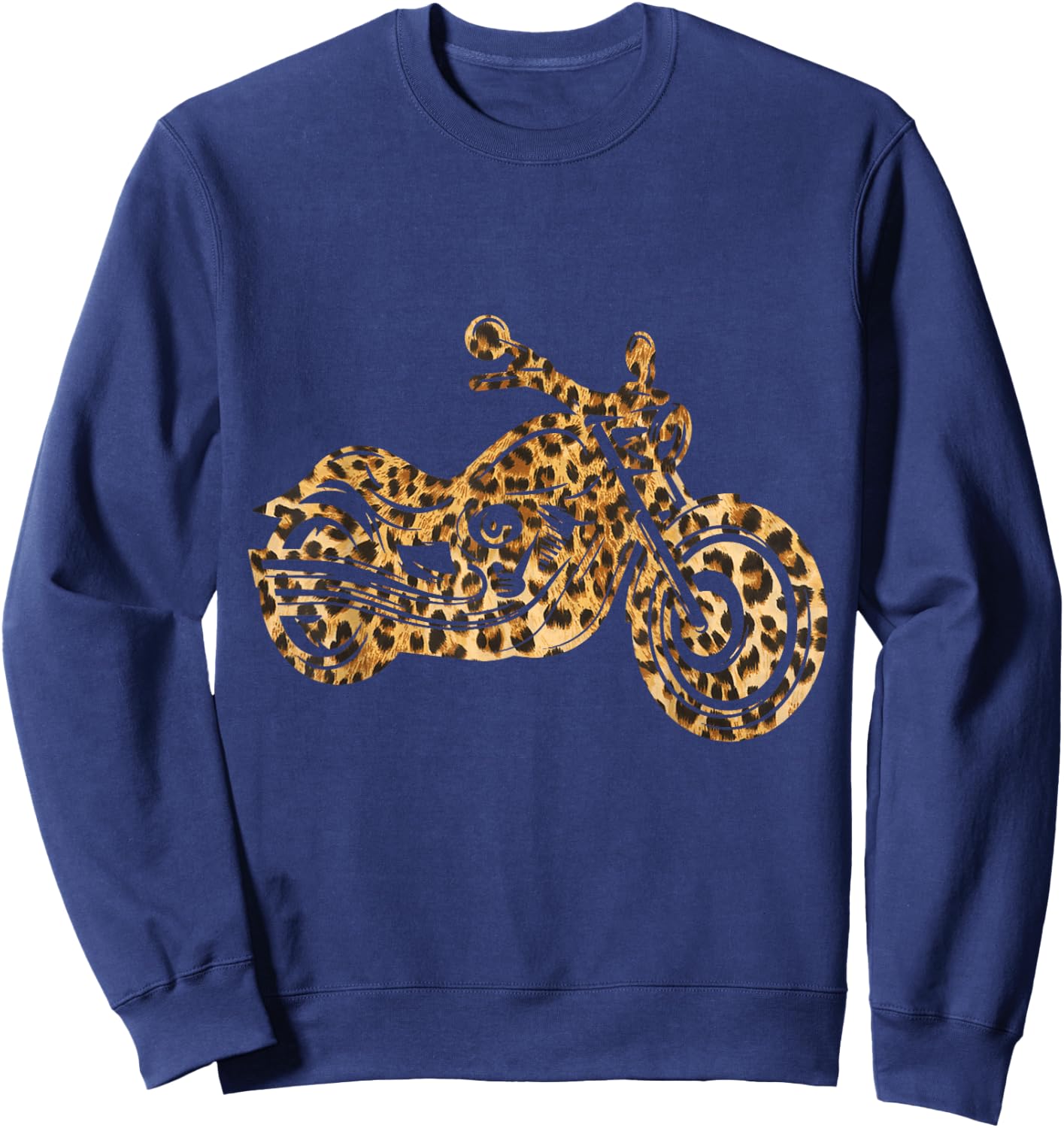 Leopard Print Motorcycle Biker Women Sweatshirt - Sweatshirt | Navy