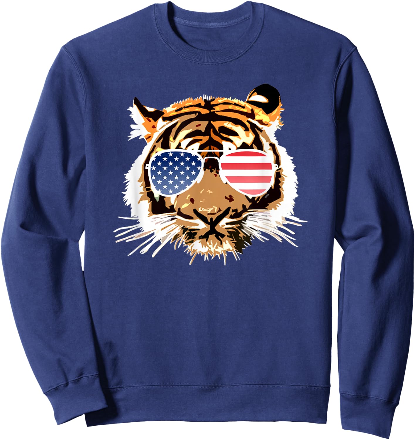 American Tiger 4th of July US Patriotic Pride Kids Men Sweatshirt - Sweatshirt | Navy