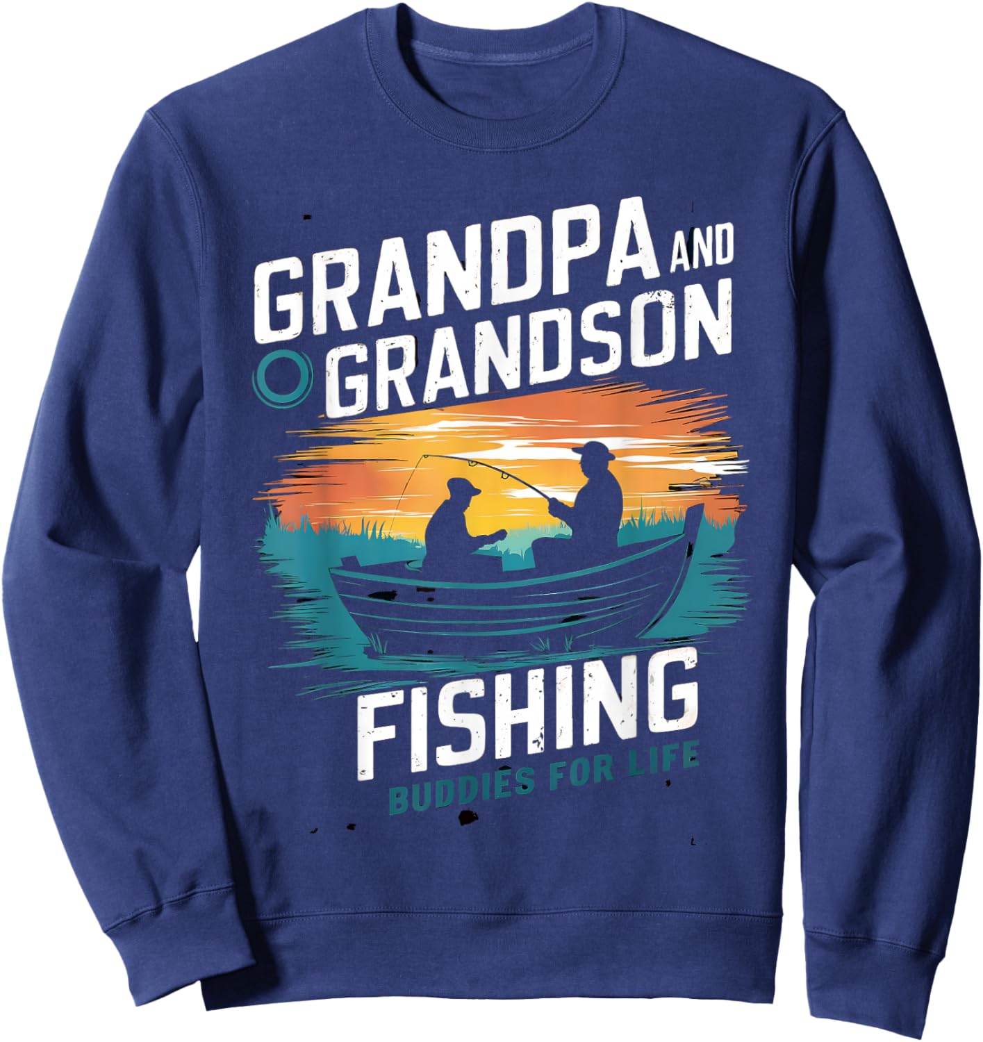 Grandpa And Grandson Fishing Buddies For Life Matching Funny Sweatshirt - Sweatshirt | Navy