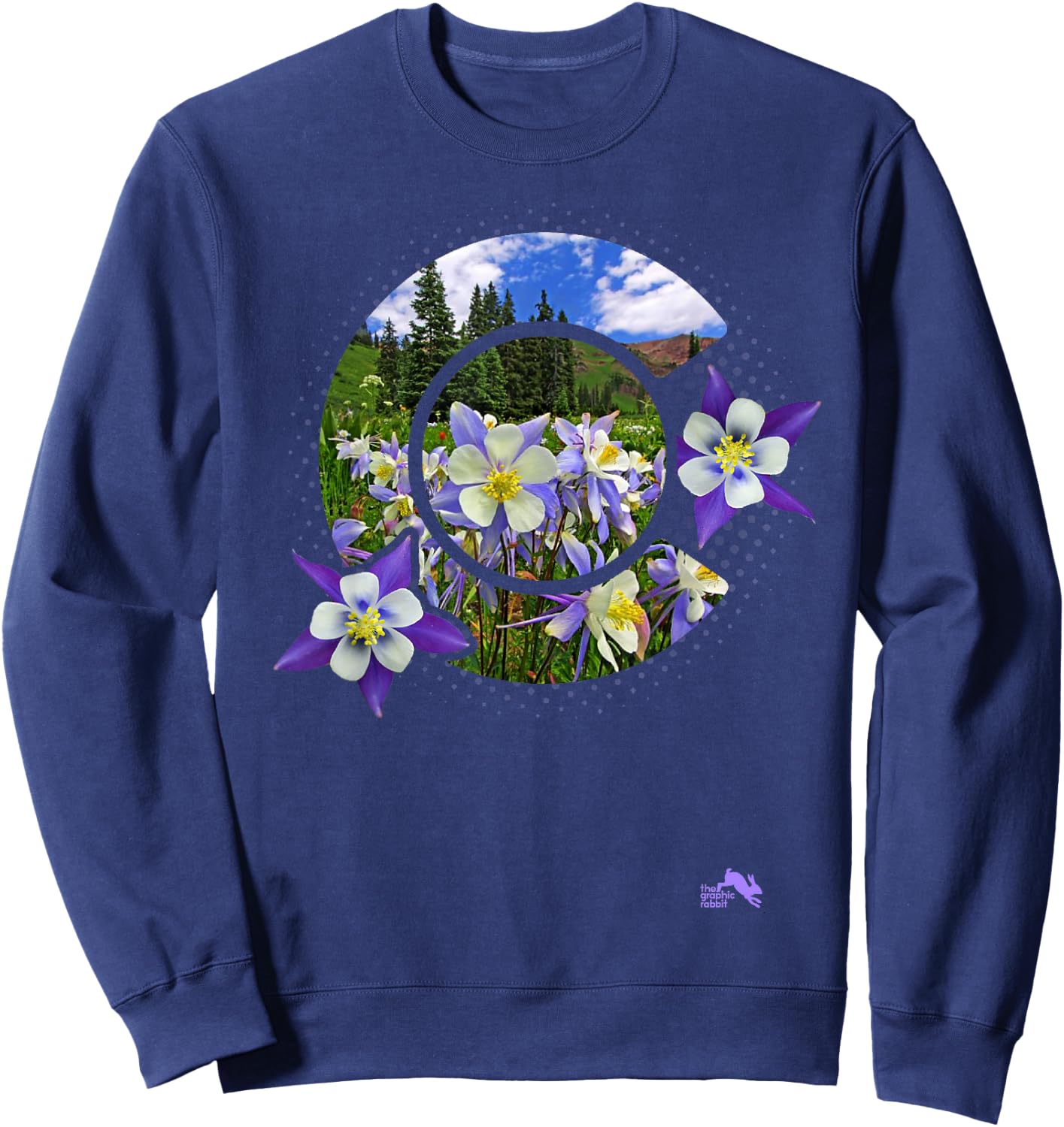 Colorado Columbine Flower - Rocky Mountain Wildflower Sweatshirt - Sweatshirt | Navy