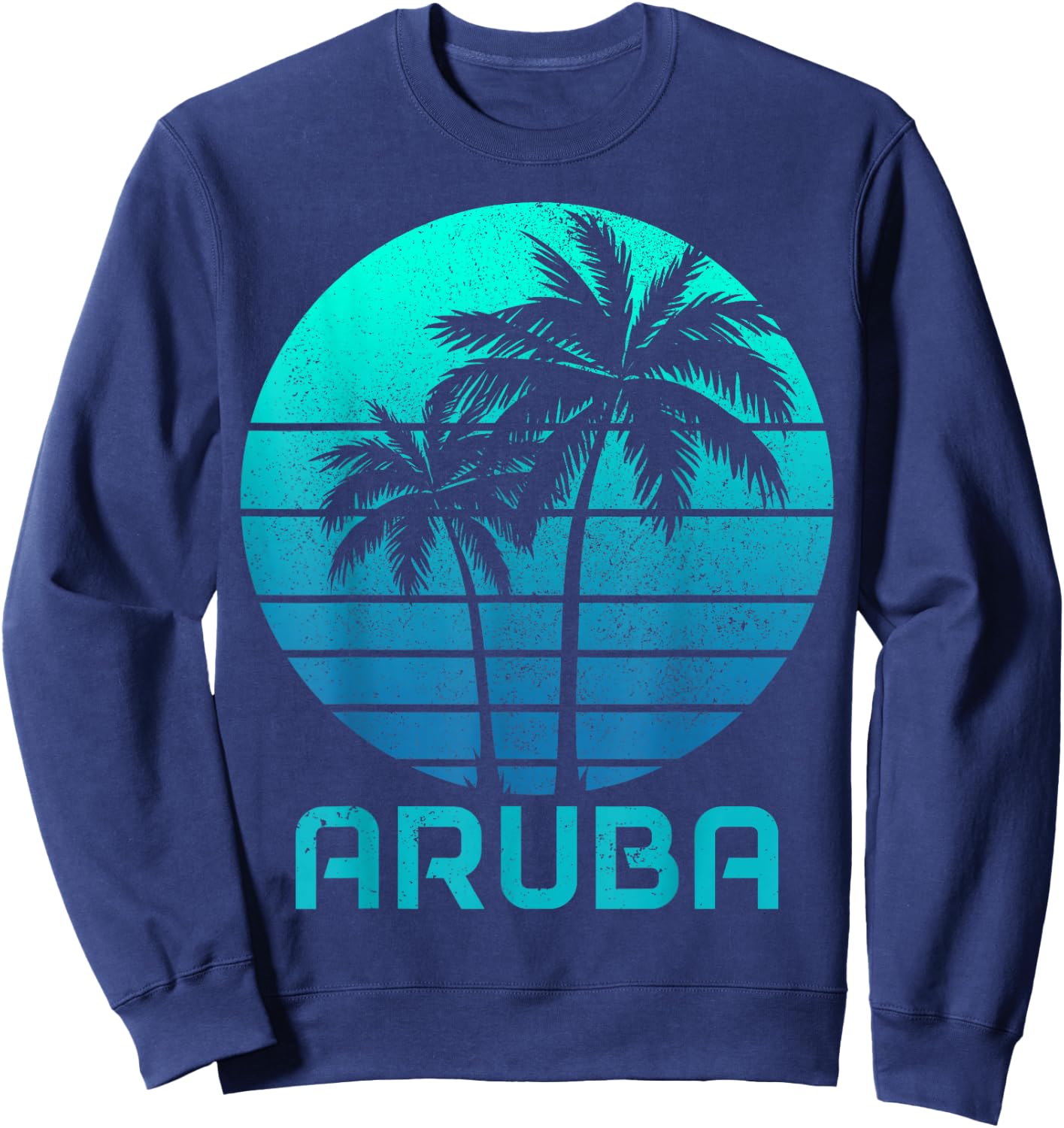 Aruba Vintage Souvenir Pride Palm Trees Surfer Beach Sweatshirt - Sweatshirt | Navy