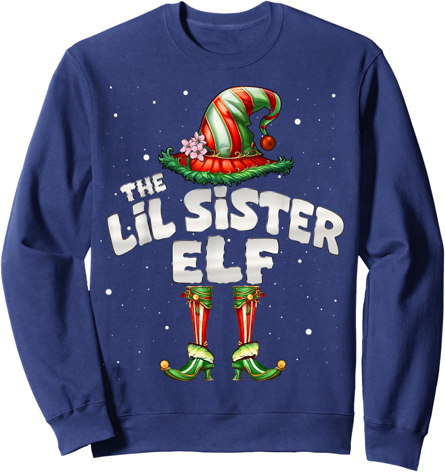 I'm The Lil Sister Elf Family Matching Group Christmas Sweatshirt - Sweatshirt | Navy