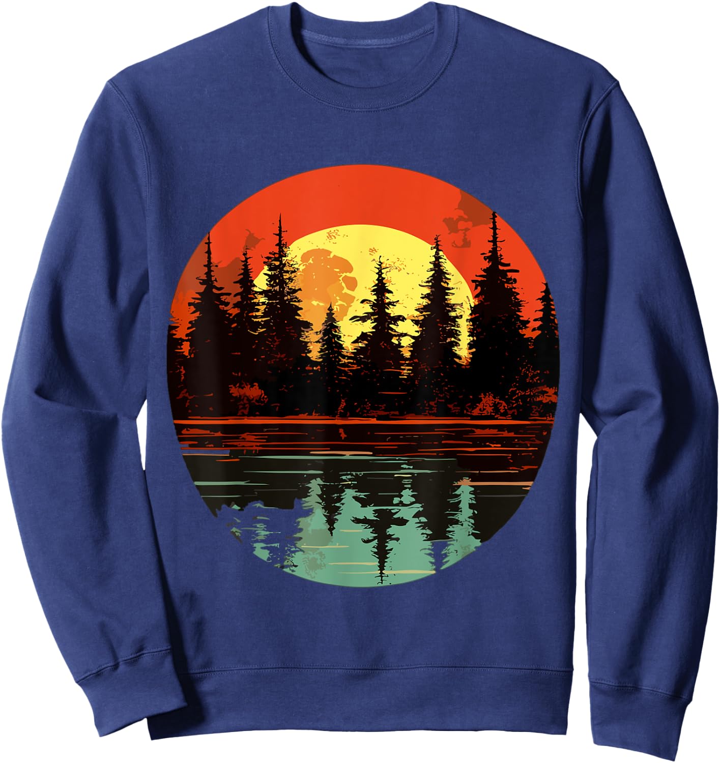 Trees Forest Reflection Wildlife Nature Animal Outdoor Sweatshirt - Sweatshirt | Navy