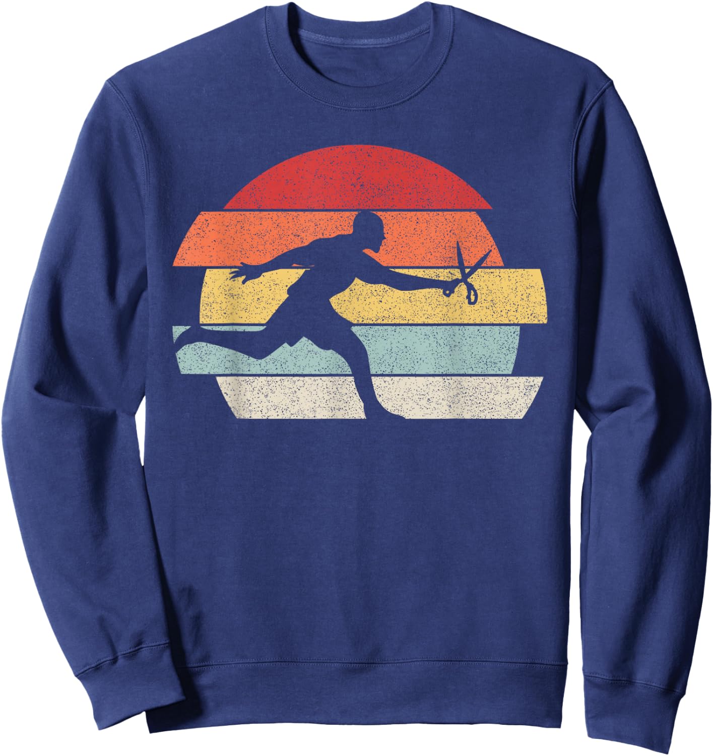 Vintage Retro Funny Running With Scissors Sweatshirt - Sweatshirt | Navy