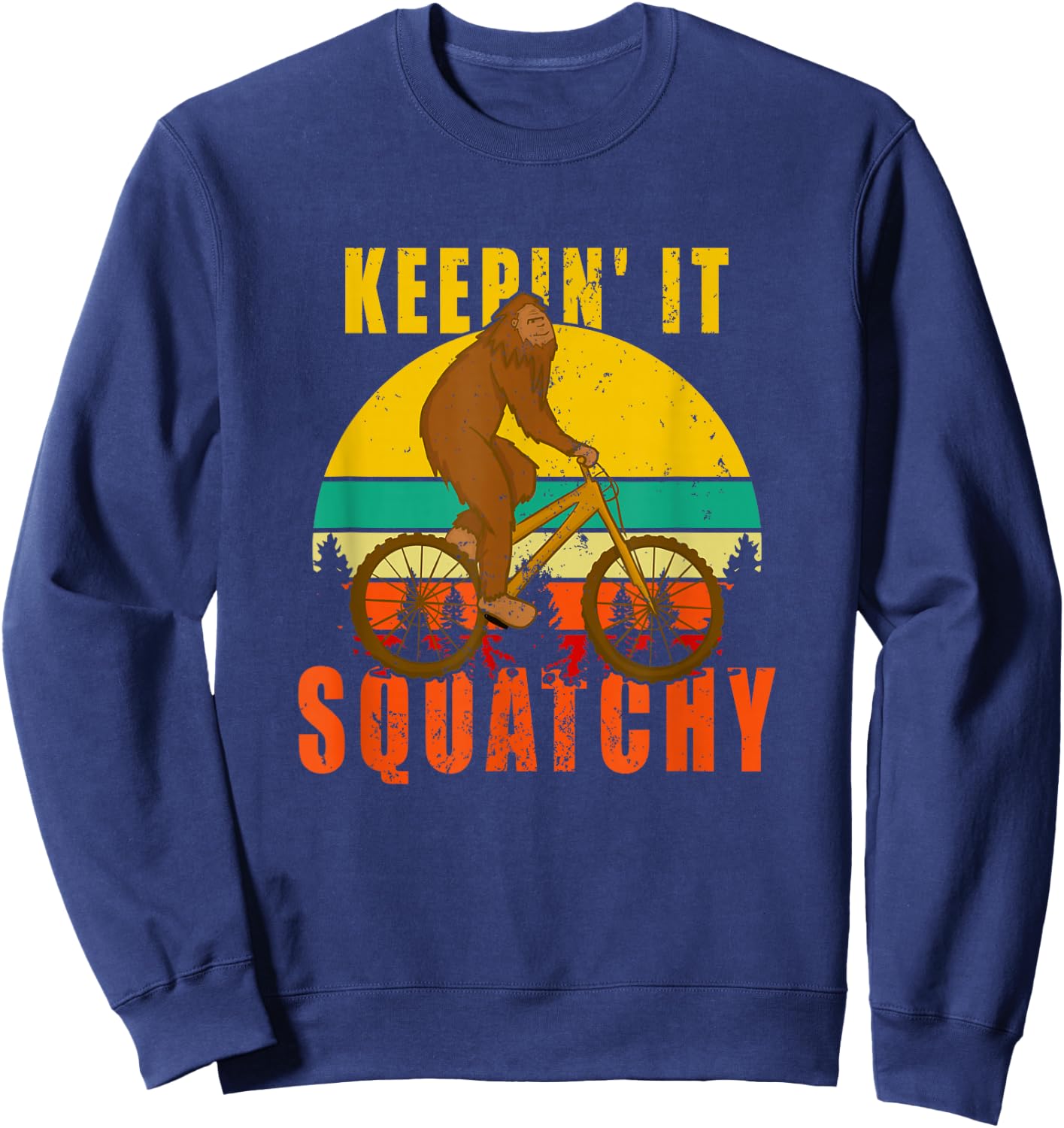 Keepin' It Squatchy Bigfoot Bike Riding Sweatshirt - Sweatshirt | Navy