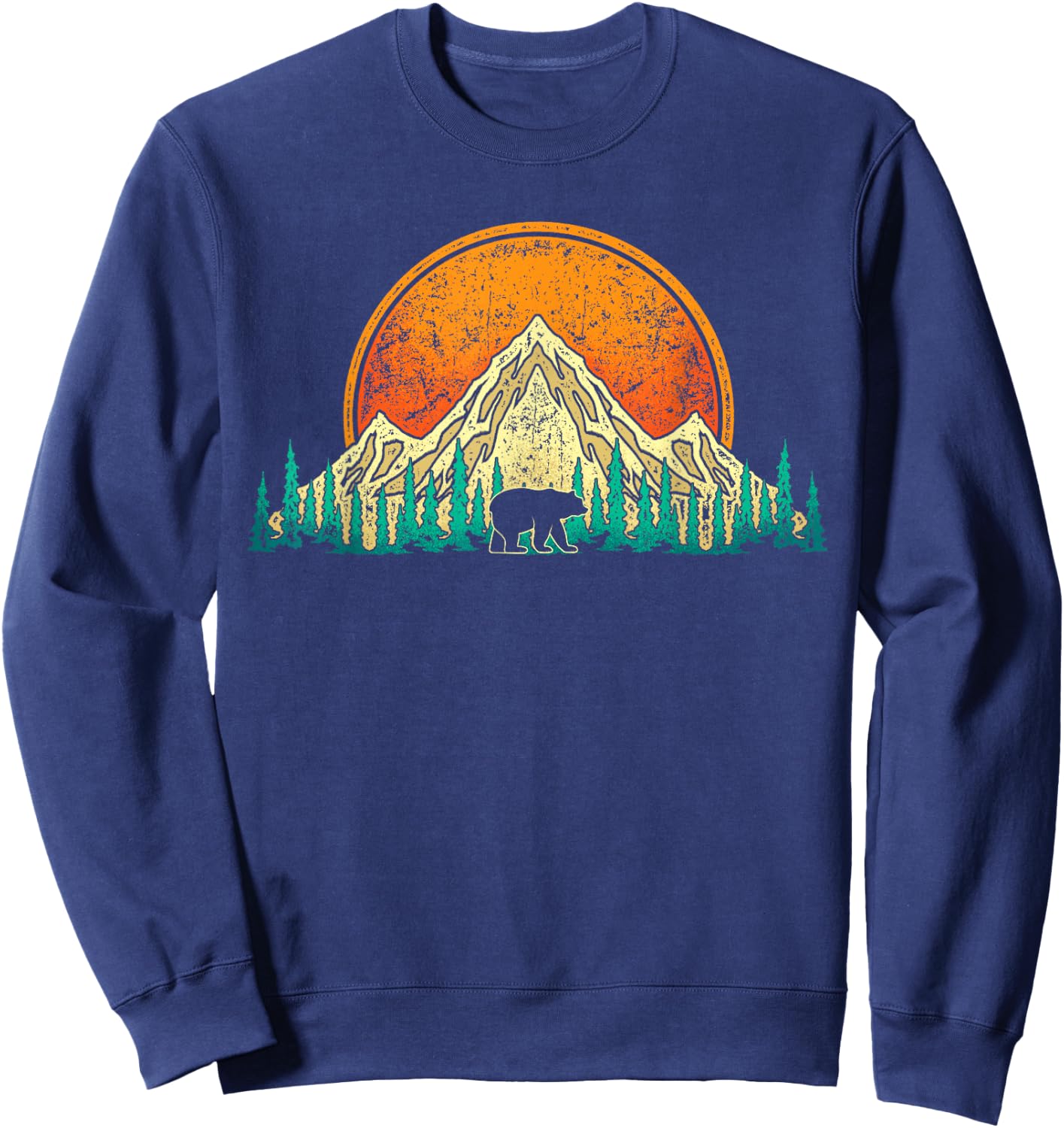 Hiking Mountains Nature Trees Outdoor Hiker Wildlife Forest Sweatshirt - Sweatshirt | Navy