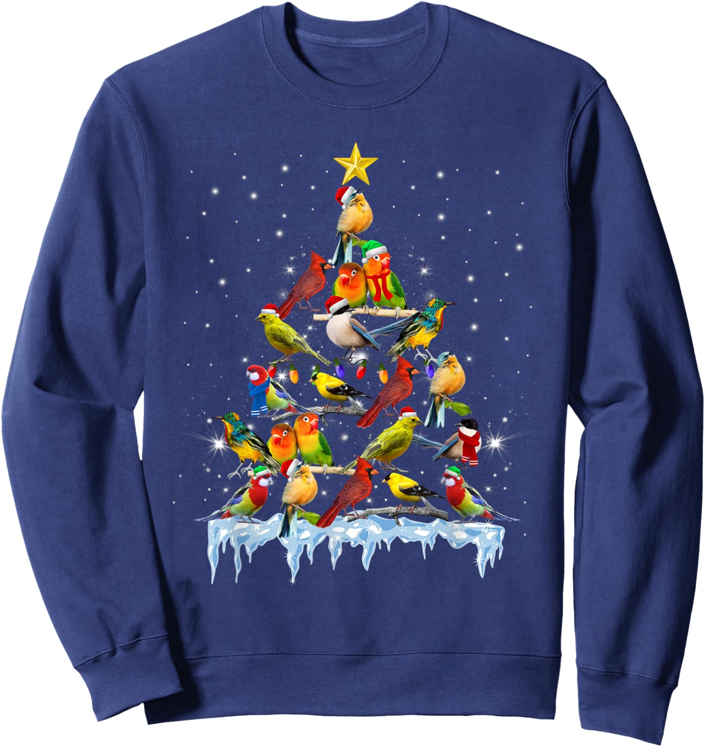 Parrot Christmas Tree Lights Funny Bird Lover Parrot Sweatshirt - Sweatshirt | Navy