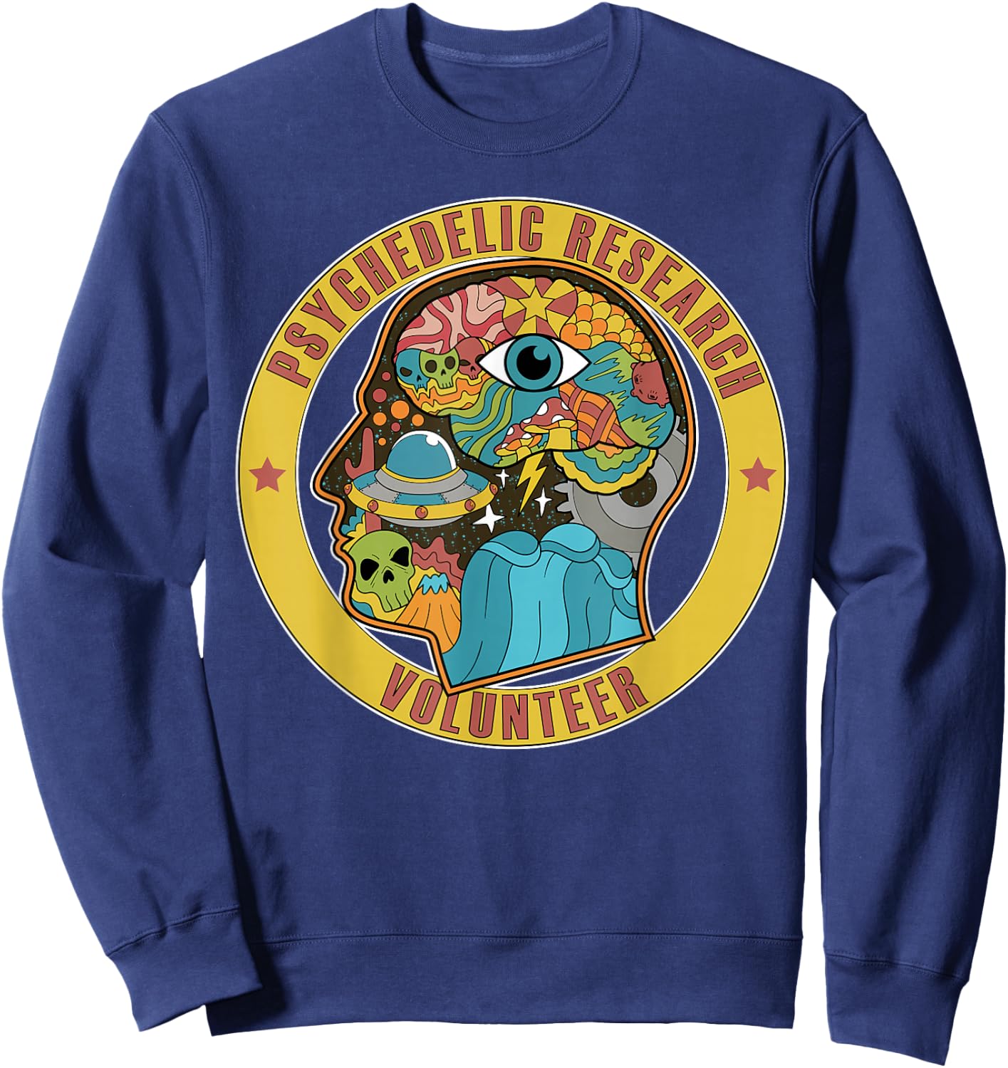 Psychedelic Research Volunteer UFO Aliens Paranormal LSD Sweatshirt - Sweatshirt | Navy