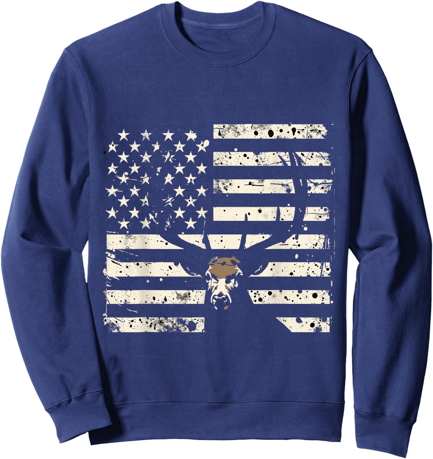 American Flag Camouflage Outdoor Antlers Deer Women Kids Men Sweatshirt - Sweatshirt | Navy