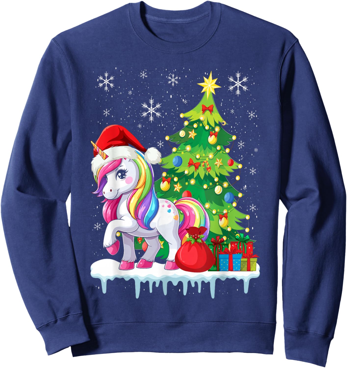 Unicorn Ugly Christmas Sweater Xmas Toddler Girls Kids Women Sweatshirt - Sweatshirt | Navy