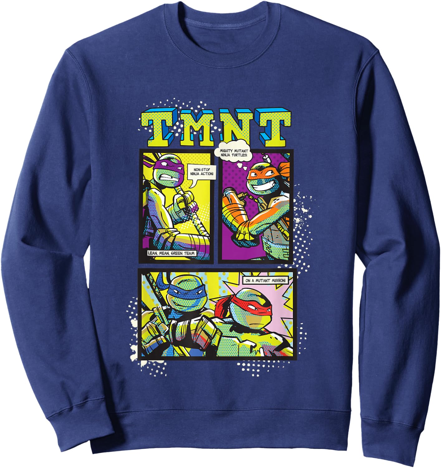 Teenage Mutant Ninja Turtles Retro Neon Comic Book Panels Sweatshirt - Sweatshirt | Navy