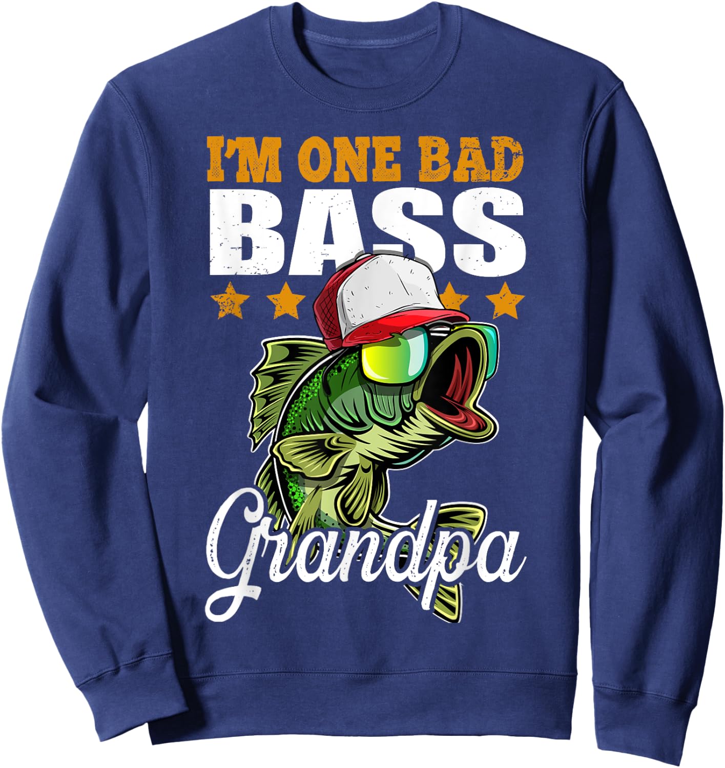 I'm One Bad Bass Grandpa Bass Fishing Father's Day Gift Sweatshirt - Sweatshirt | Navy