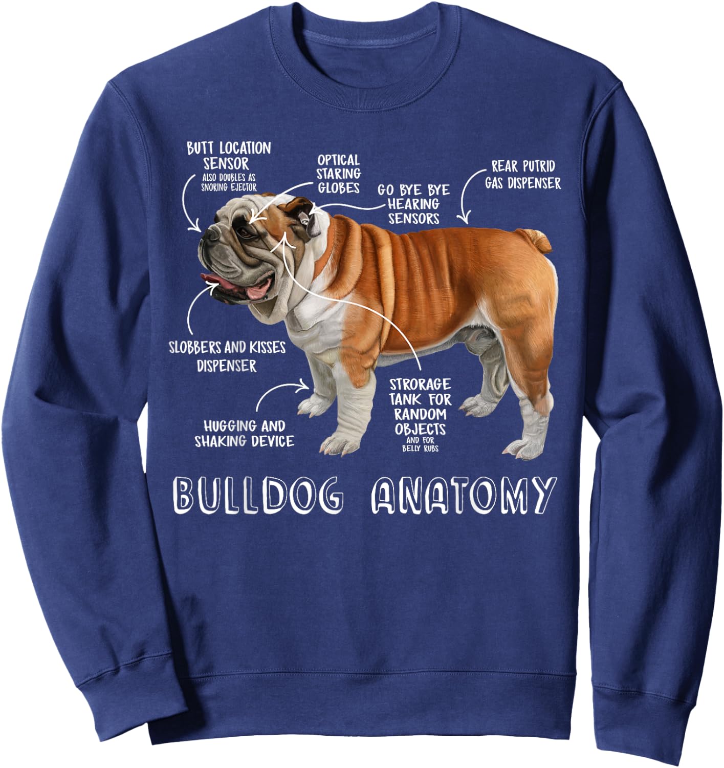Cute English Bulldog Anatomy Dog Lover Funny Gift Sweatshirt - Sweatshirt | Navy