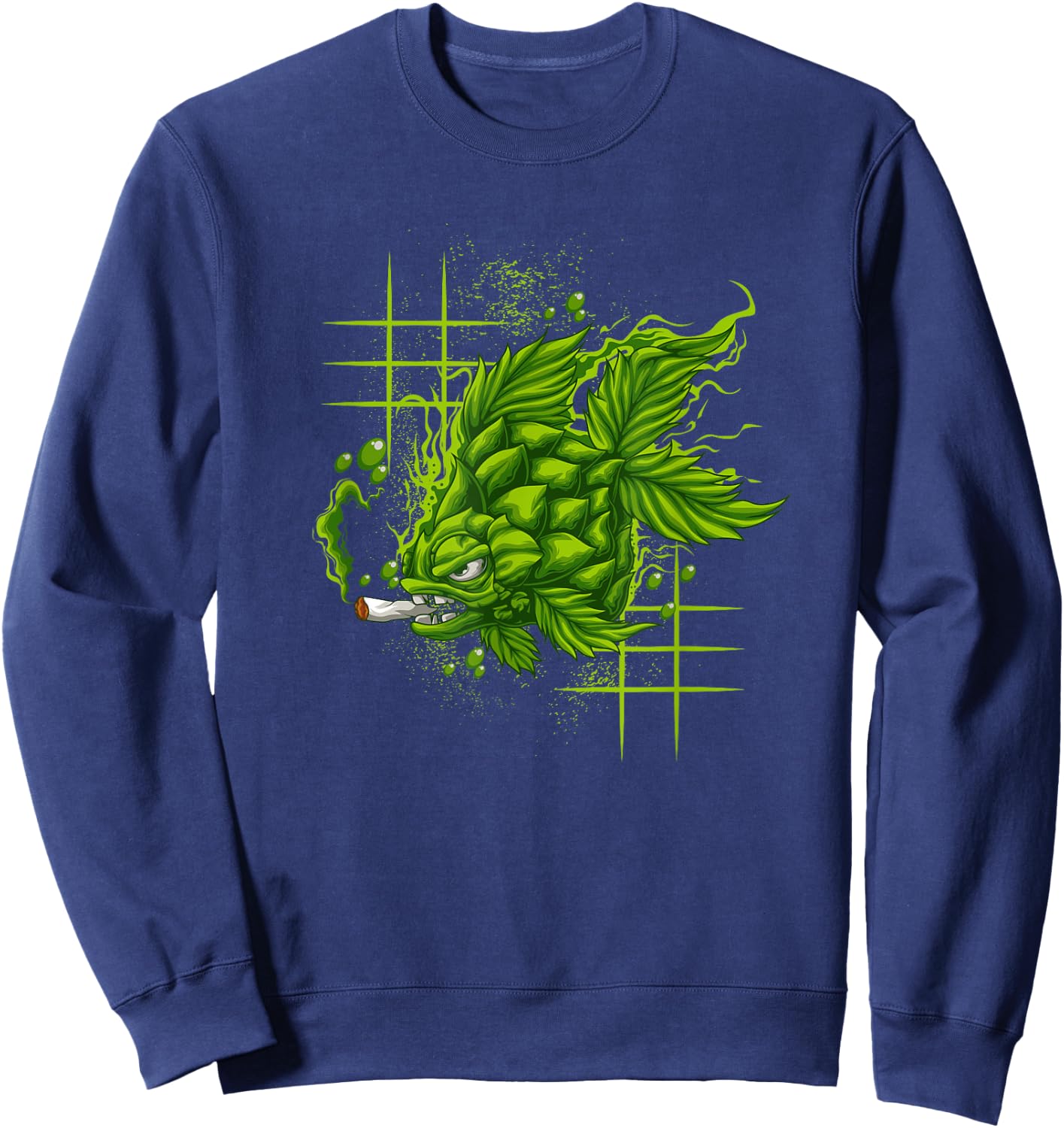 Fishing And Marijuana Fish Funny Weed Fish Smoking A Joint Sweatshirt - Sweatshirt | Navy