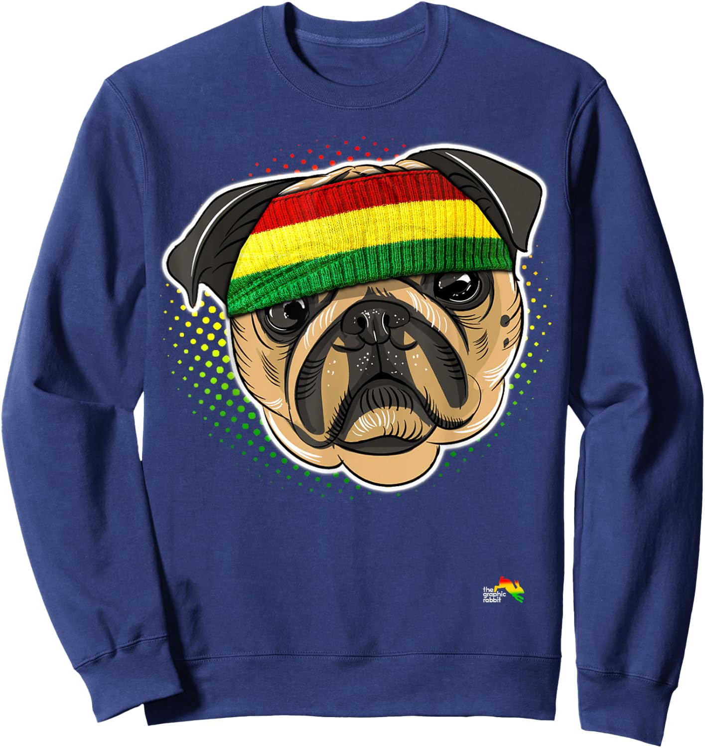 Reggae Pug Dog Rastafarian Animal - Puggle Men Women Kids Sweatshirt - Sweatshirt | Navy