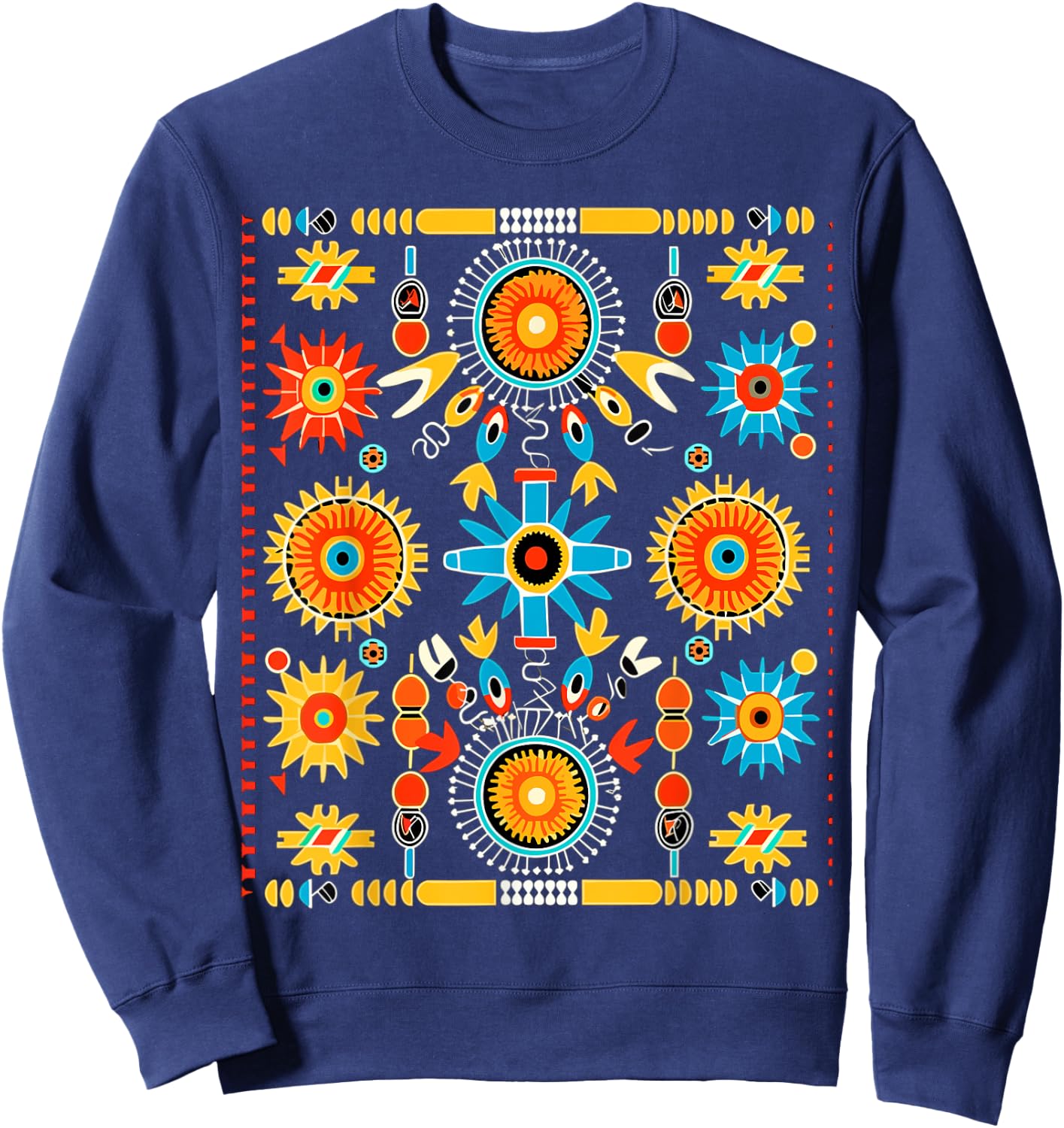 Native American Tribal Art Navajo Textile Design Style Sweatshirt - Sweatshirt | Navy