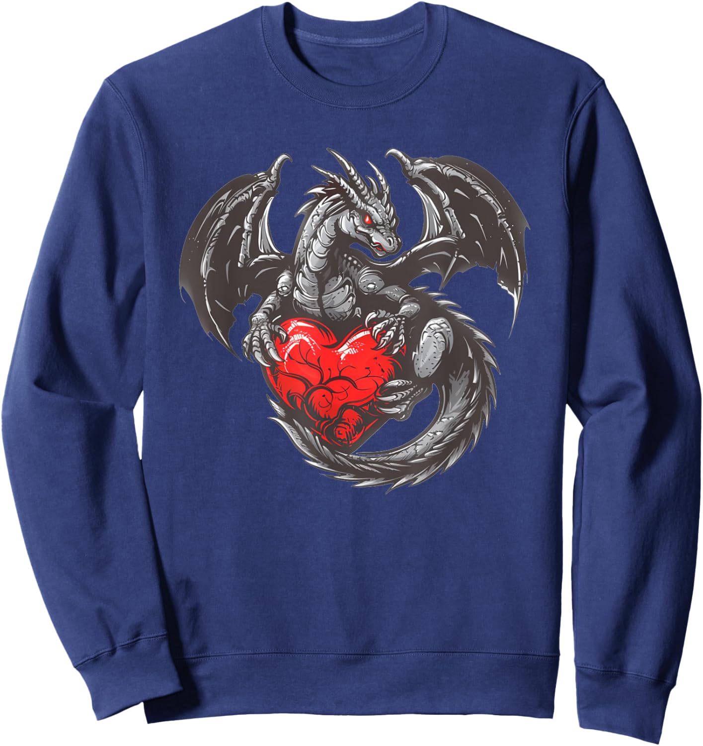 Nice Dragon with big red Heart Outfit Sweatshirt - Sweatshirt | Navy