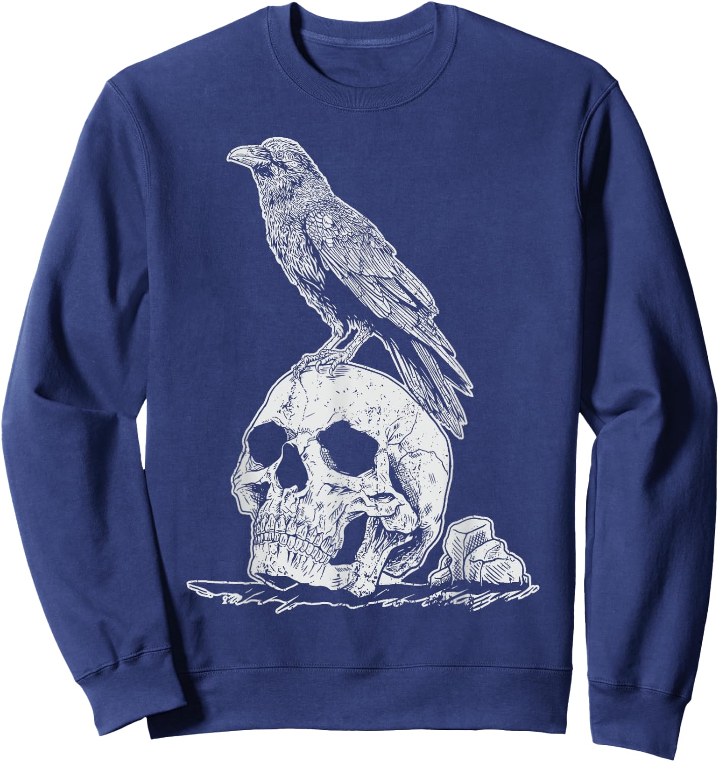 Gothic Animal Raven Creepy Bird Skull Spooky Viking Crow Sweatshirt - Sweatshirt | Navy