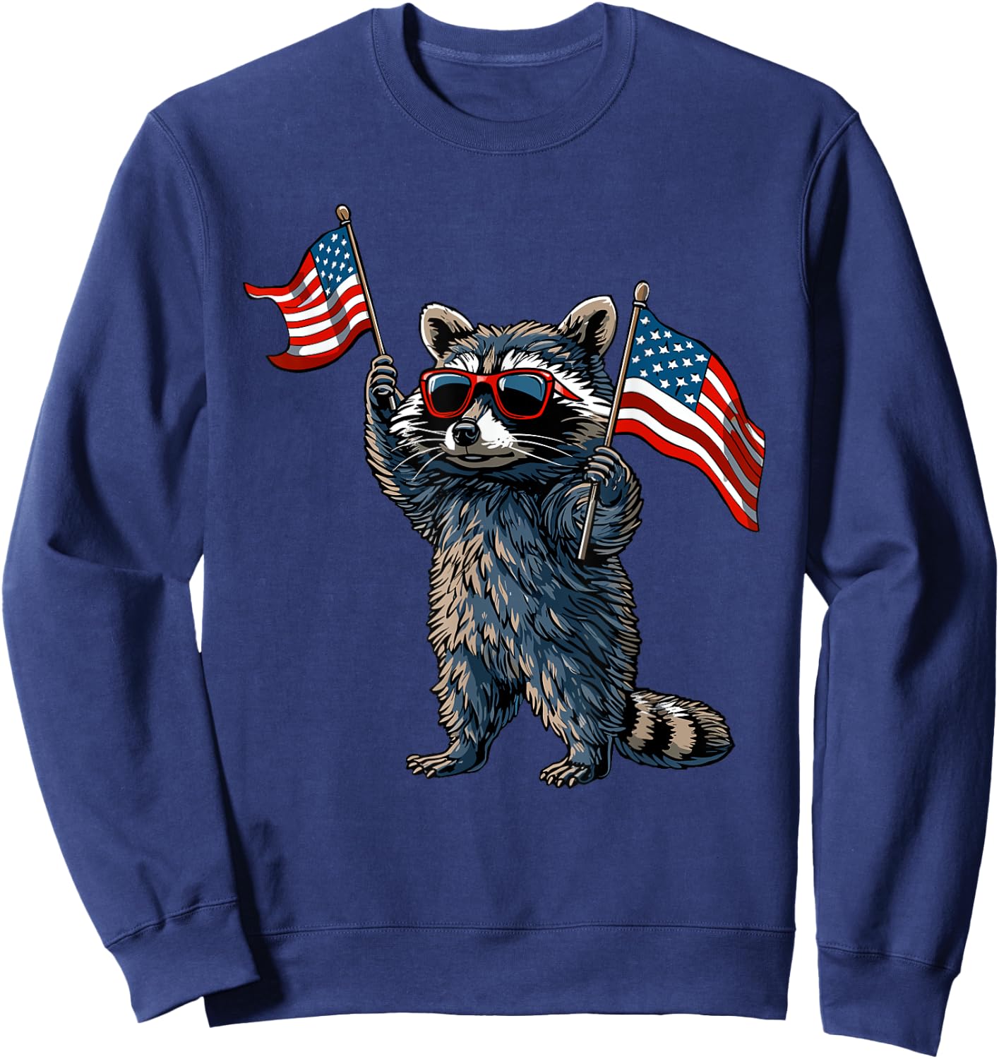 Raccoon Patriotic 4th Of July USA American Flag Sweatshirt - Sweatshirt | Navy