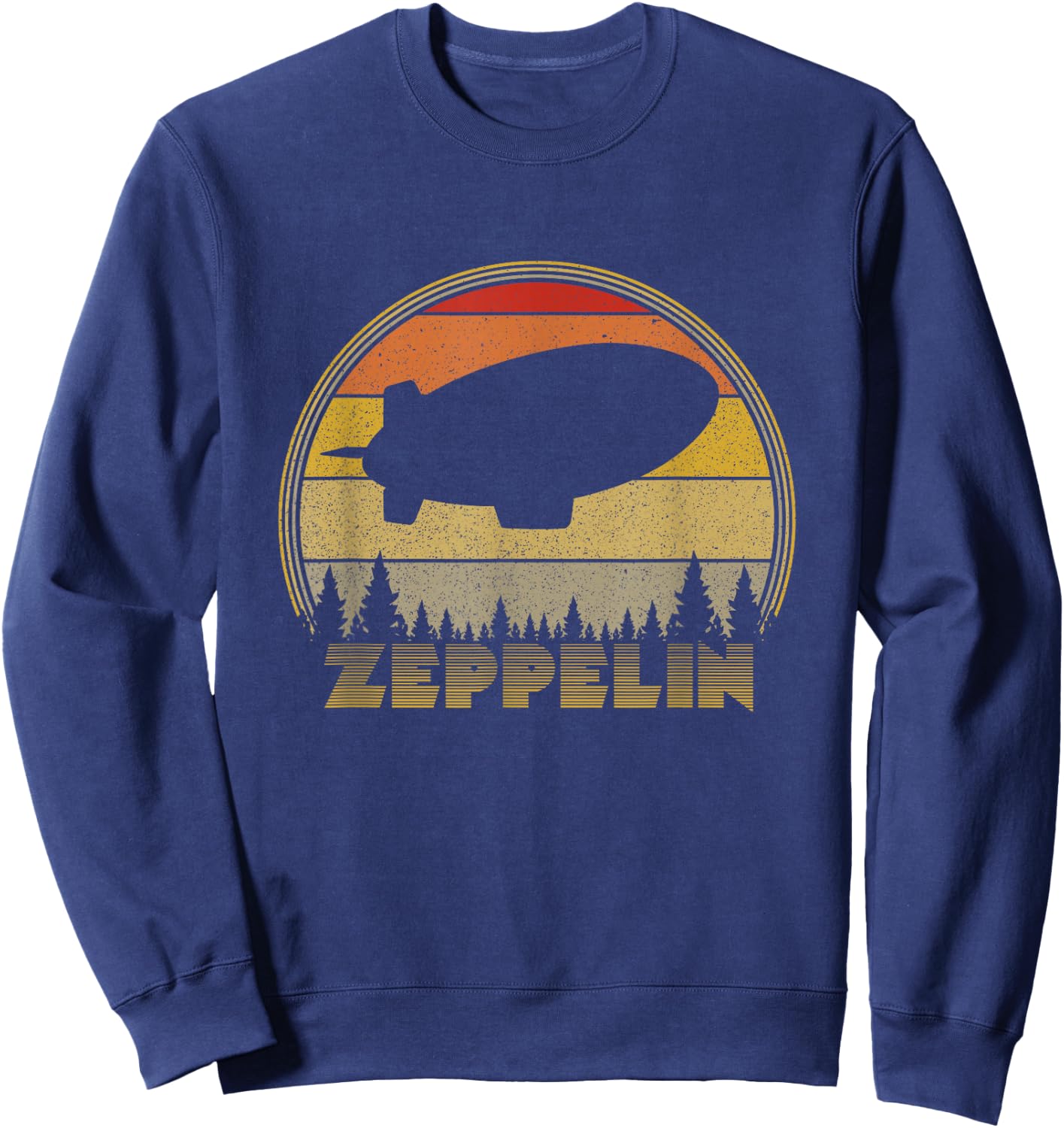Zeppelin Retro Vintage Sunset 70s 80s Distressed Dirigible Sweatshirt - Sweatshirt | Navy