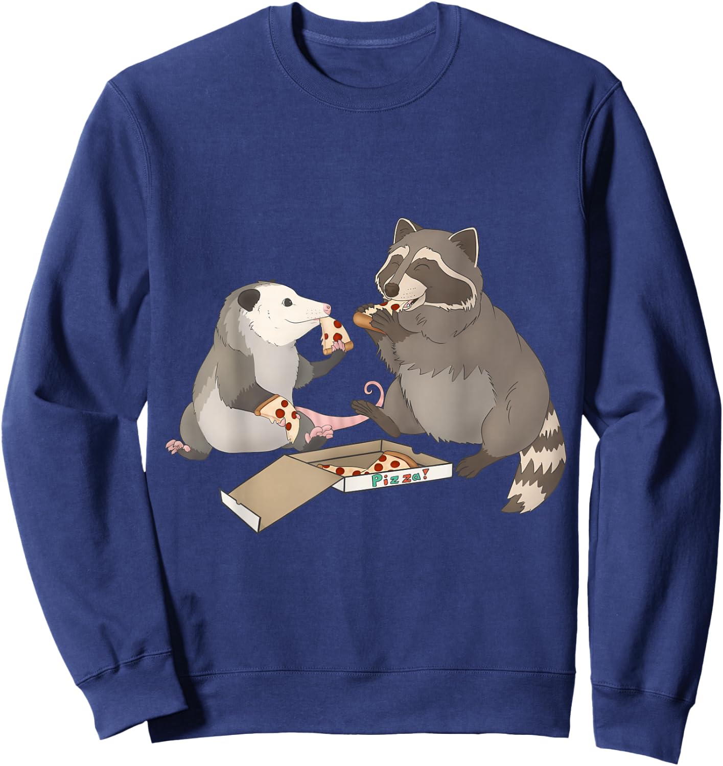 Possum and Raccoon eating pizza Sweatshirt - Sweatshirt | Navy
